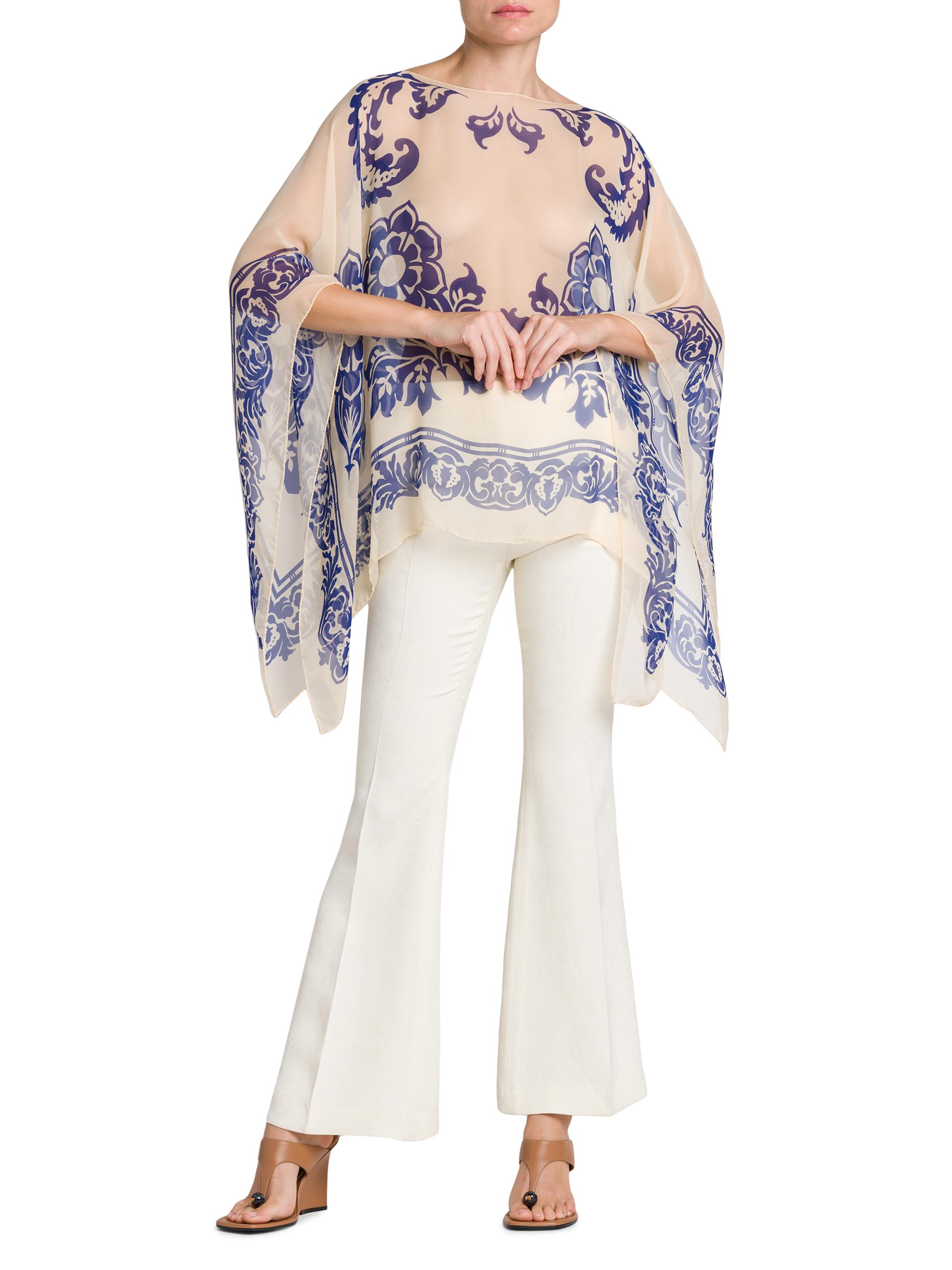 Etro Floral Silk Poncho Blouse | Saks Fifth Avenue