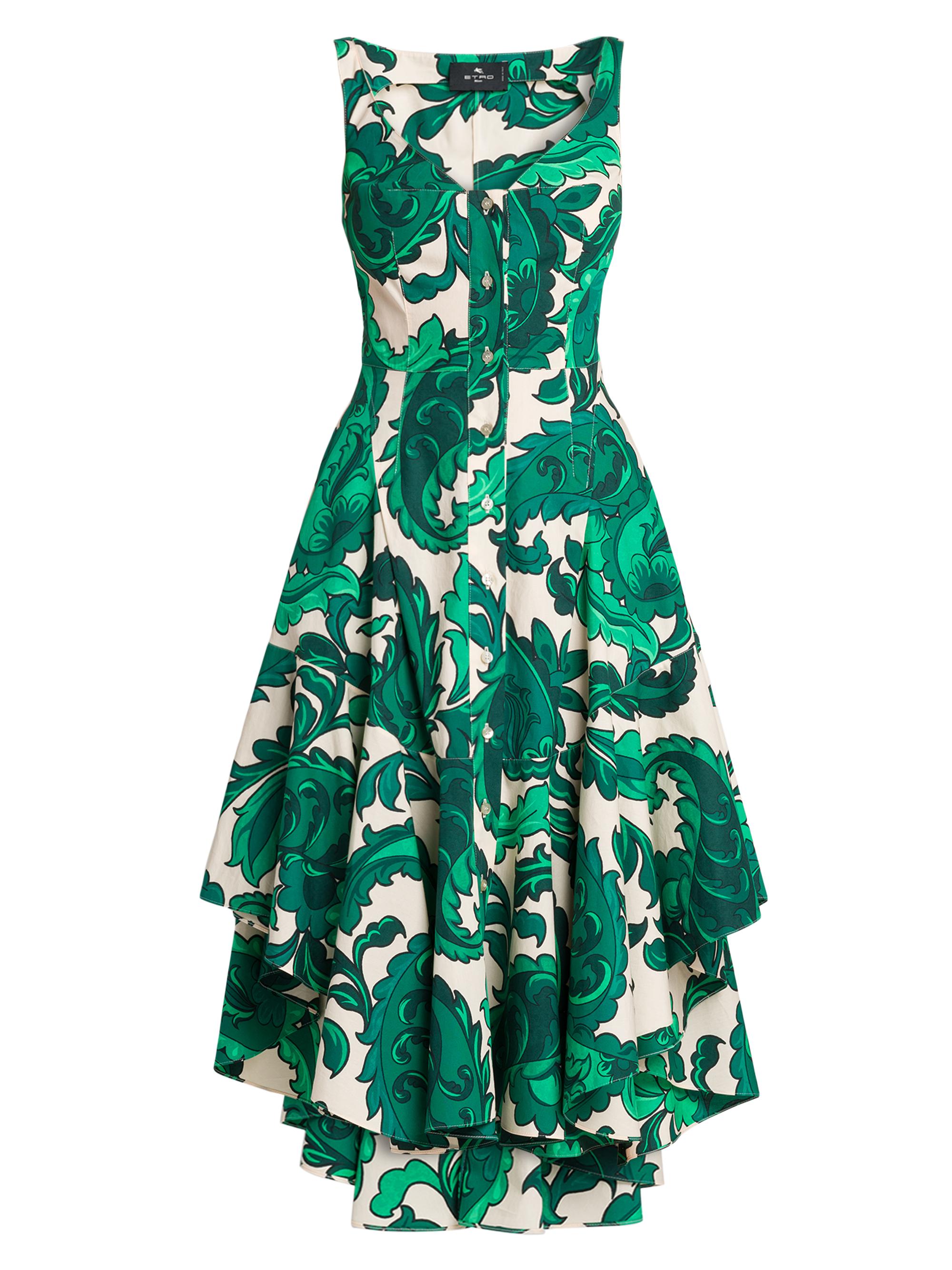 Etro Women's Floral Cotton Tiered Midi-Dress - Stampa Bianco