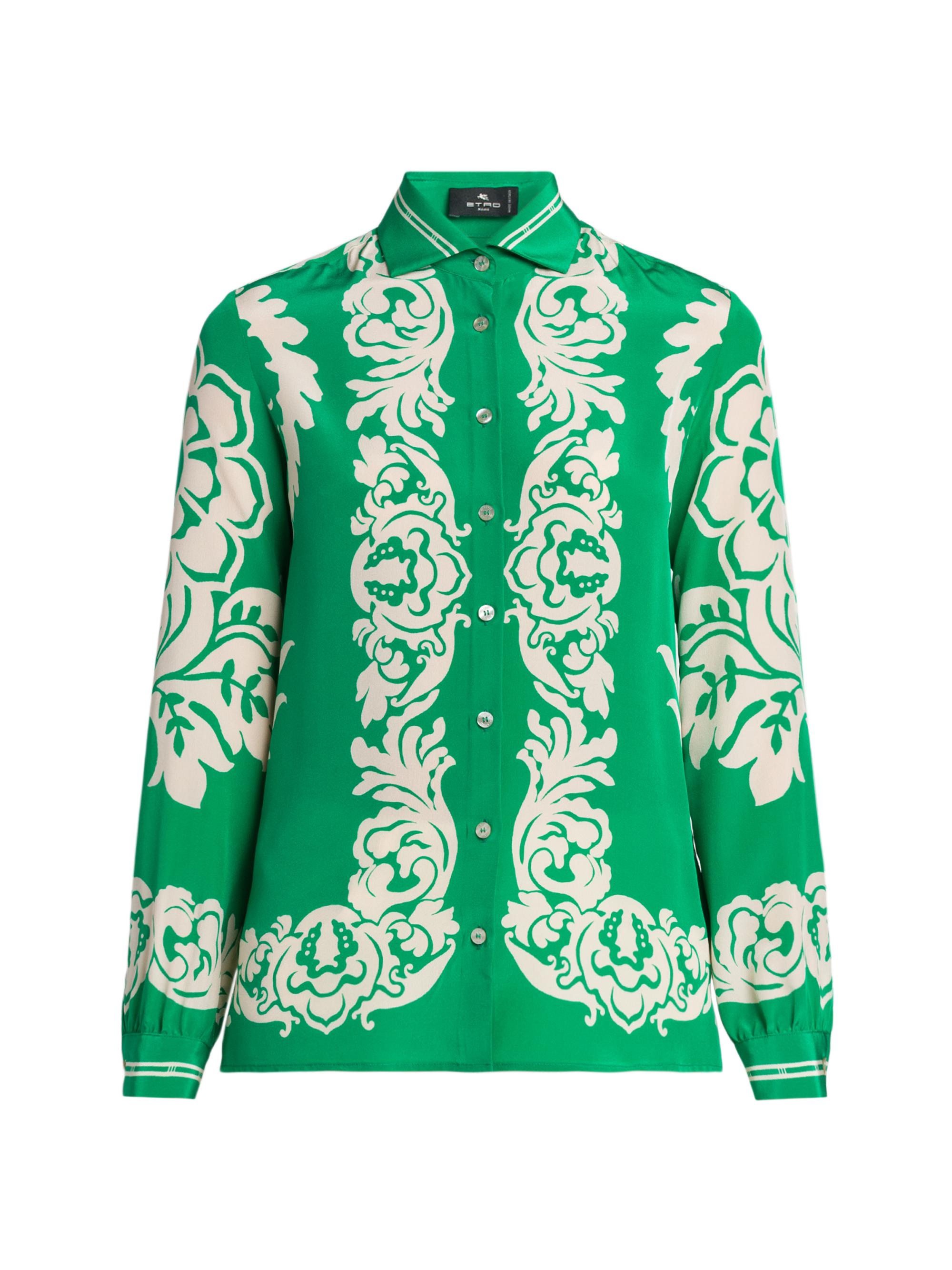 Etro Women's Paisley Silk Blouse - Printed Green Base