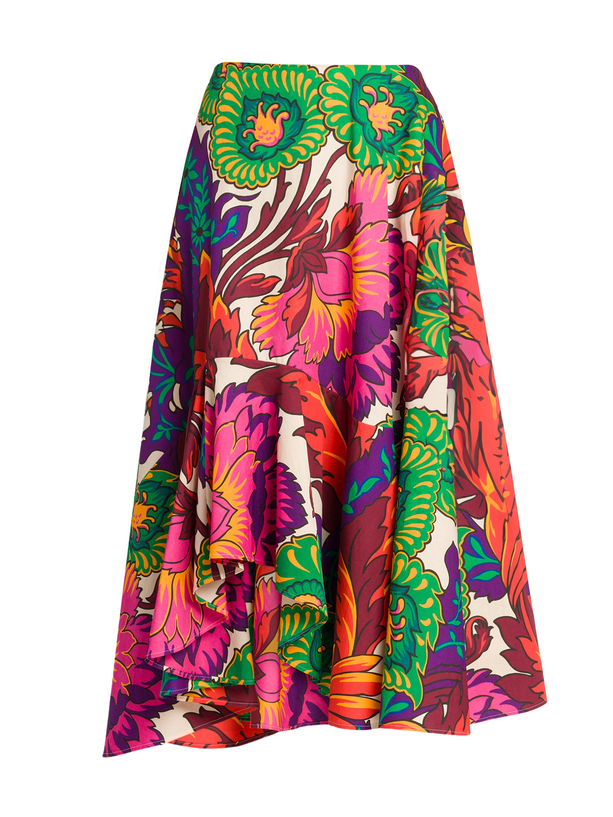 Etro Women's Agave Floral Cotton Midi-Skirt - Stampa Bianco