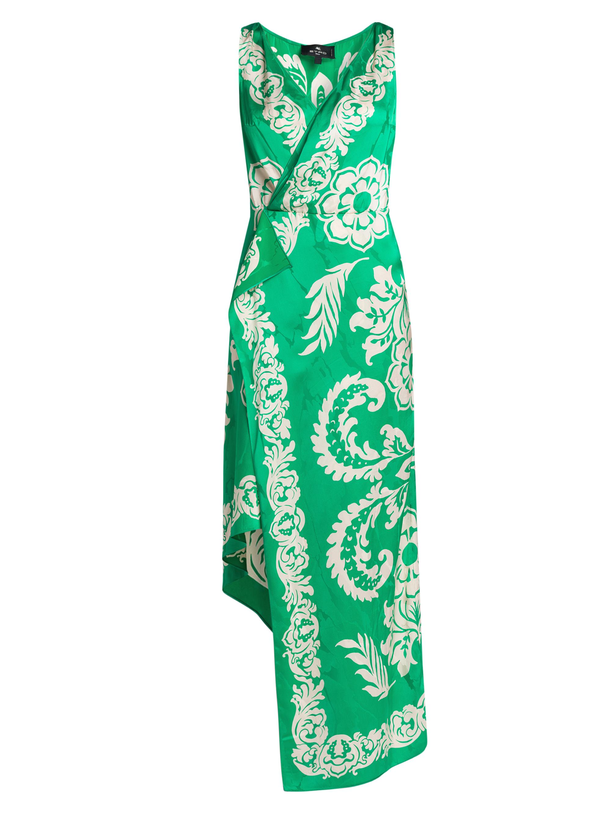 Etro Women's Agave Floral Wrap-Style Midi-Dress - Printed Green Base