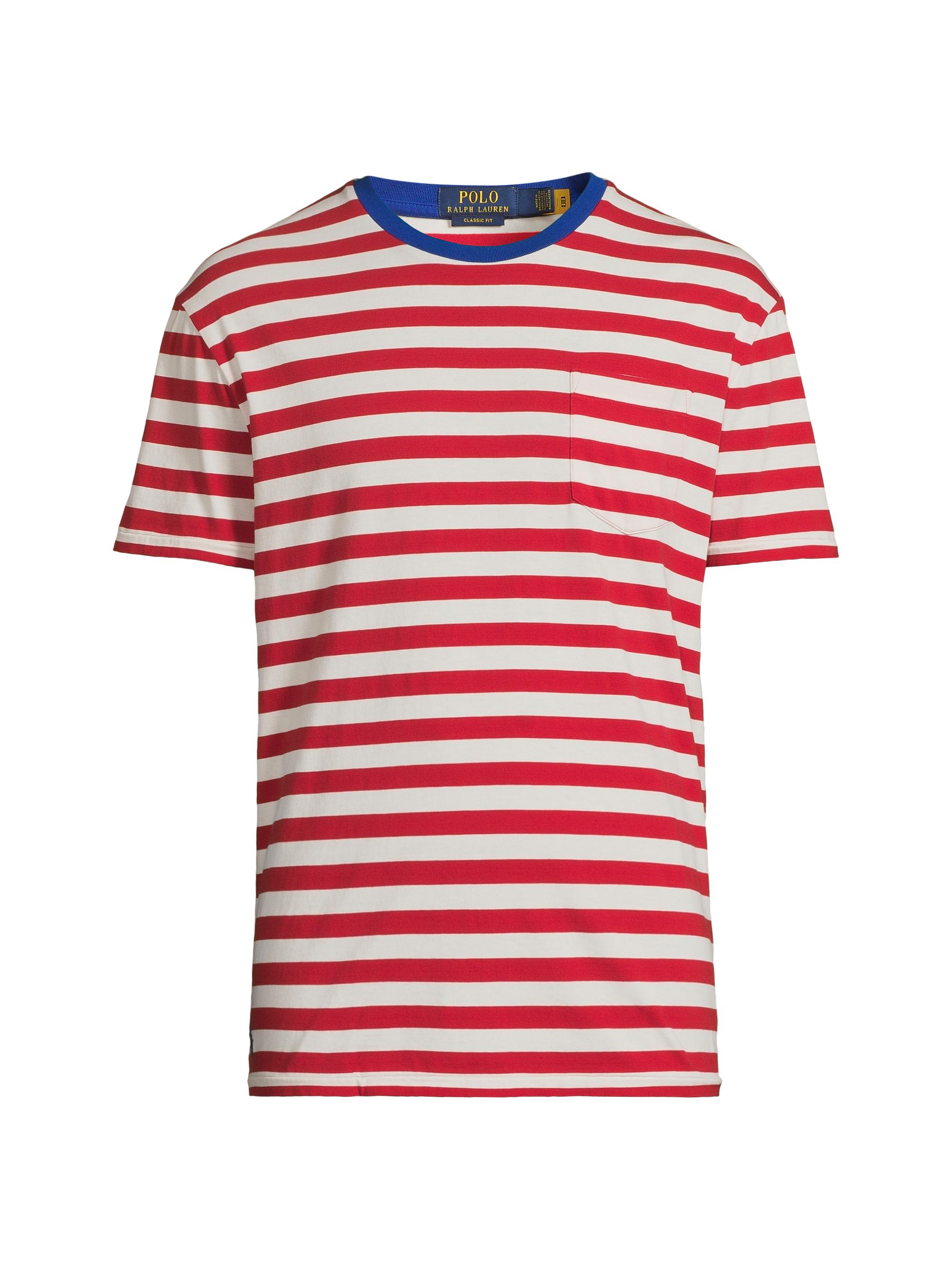 Polo Ralph Lauren Men's Classic-Fit Striped Jersey T-Shirt - Red White