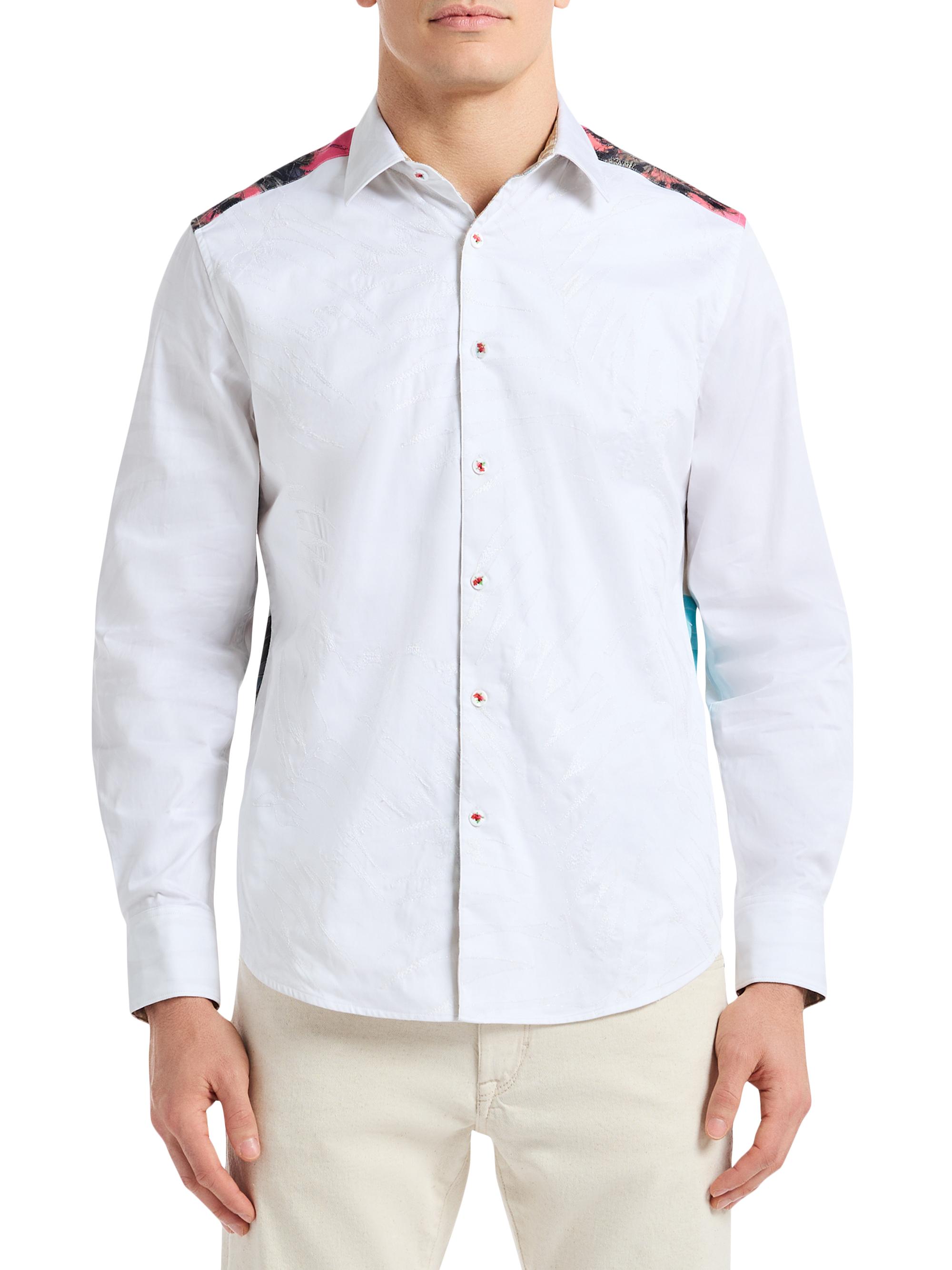 Robert Graham Men's Boulevard Graphic Cotton Shirt - White