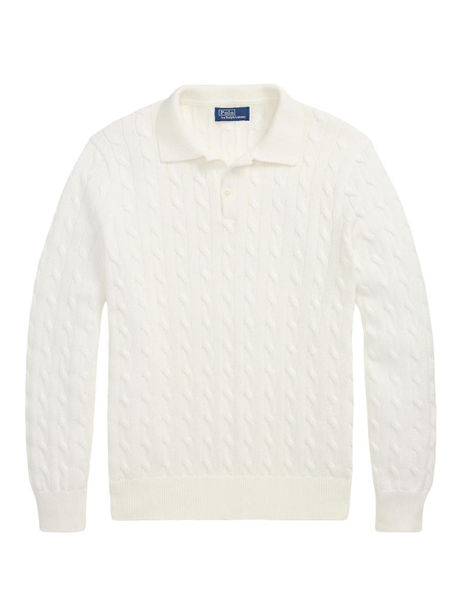★★POLO RALPH LAUREN★★ Cable Knit Cotton Polo Collar Swea Polo Ralph Lauren Cable-Knit Cotton Polo-Collar Sweater