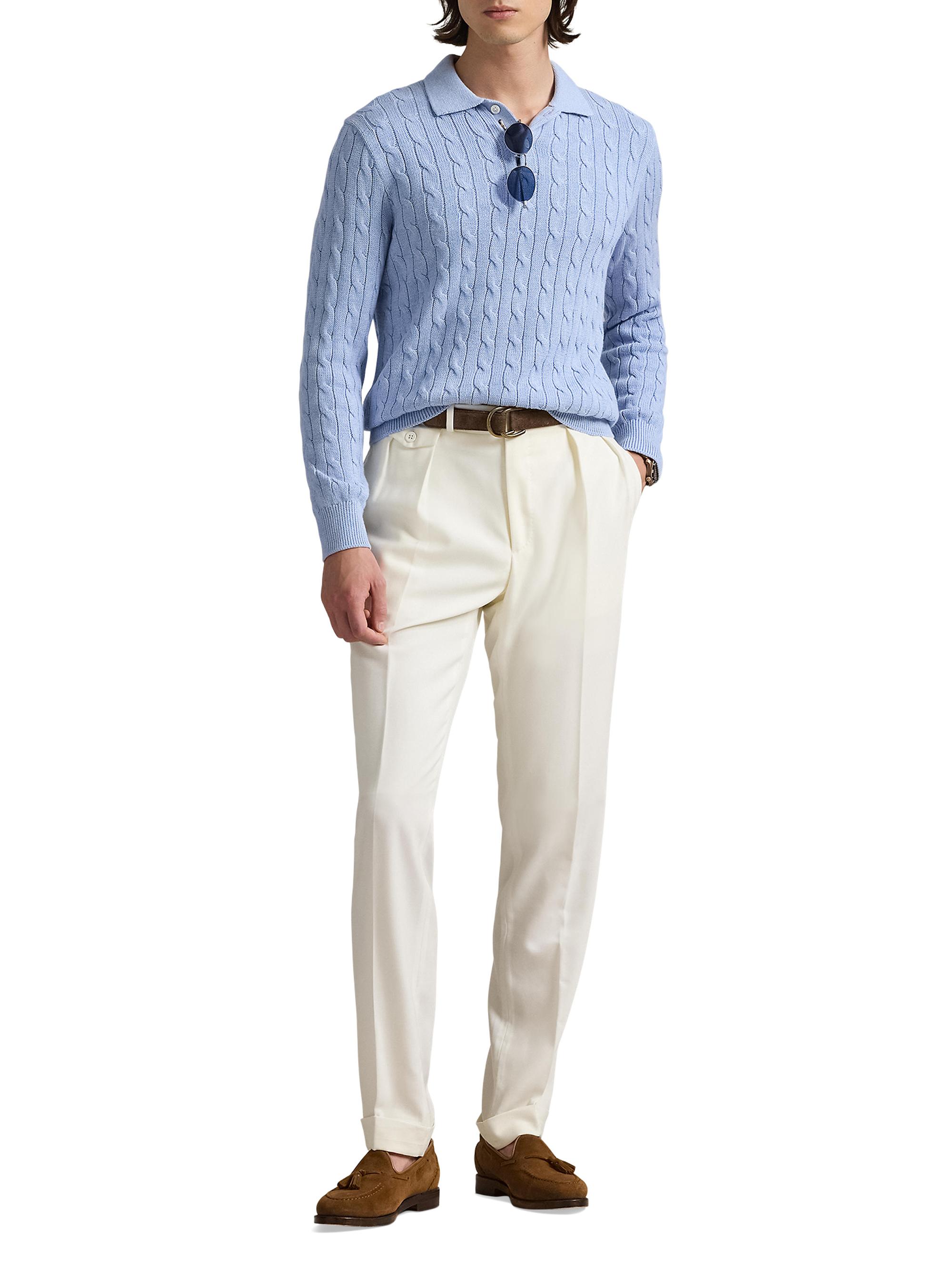 Polo Ralph Lauren Cable-Knit Cotton Polo-Collar Sweater | Saks