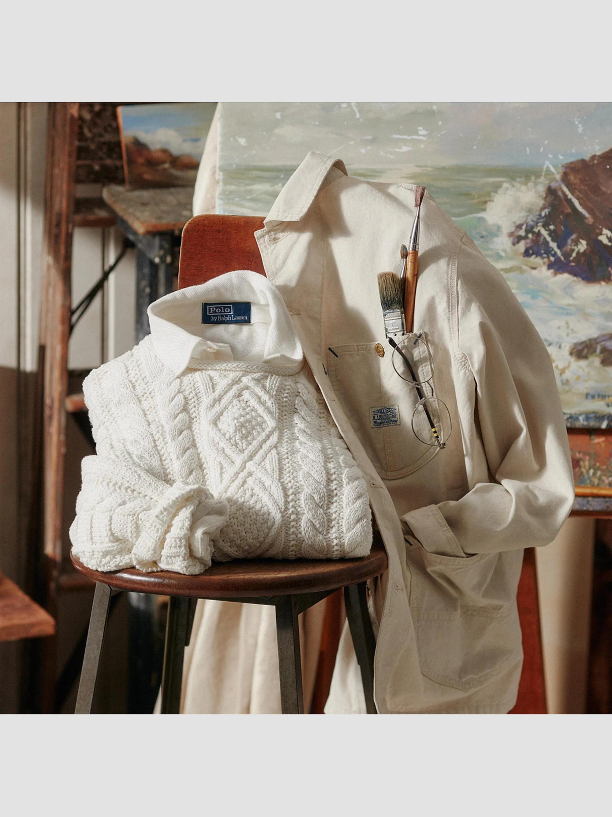 Polo Ralph Lauren Aran-Knit Cotton Rollneck Sweater | Saks Fifth