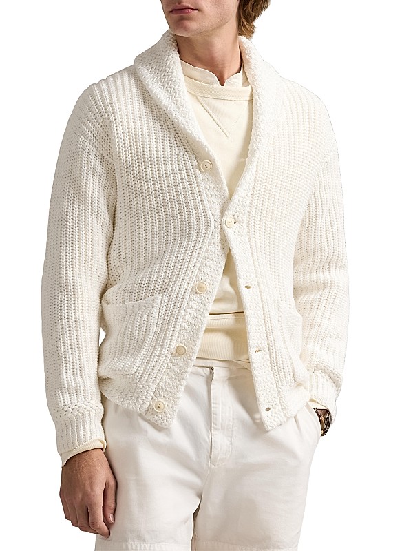 Shop Polo Ralph Lauren Linen-Cotton Shawl-Collar Cardigan Shop Polo Ralph Lauren Linen-Cotton Shawl-Collar Cardigan