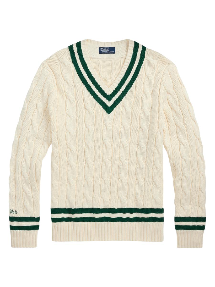 Polo Ralph Lauren Cricket Striped Wool V-Neck Sweater | Saks