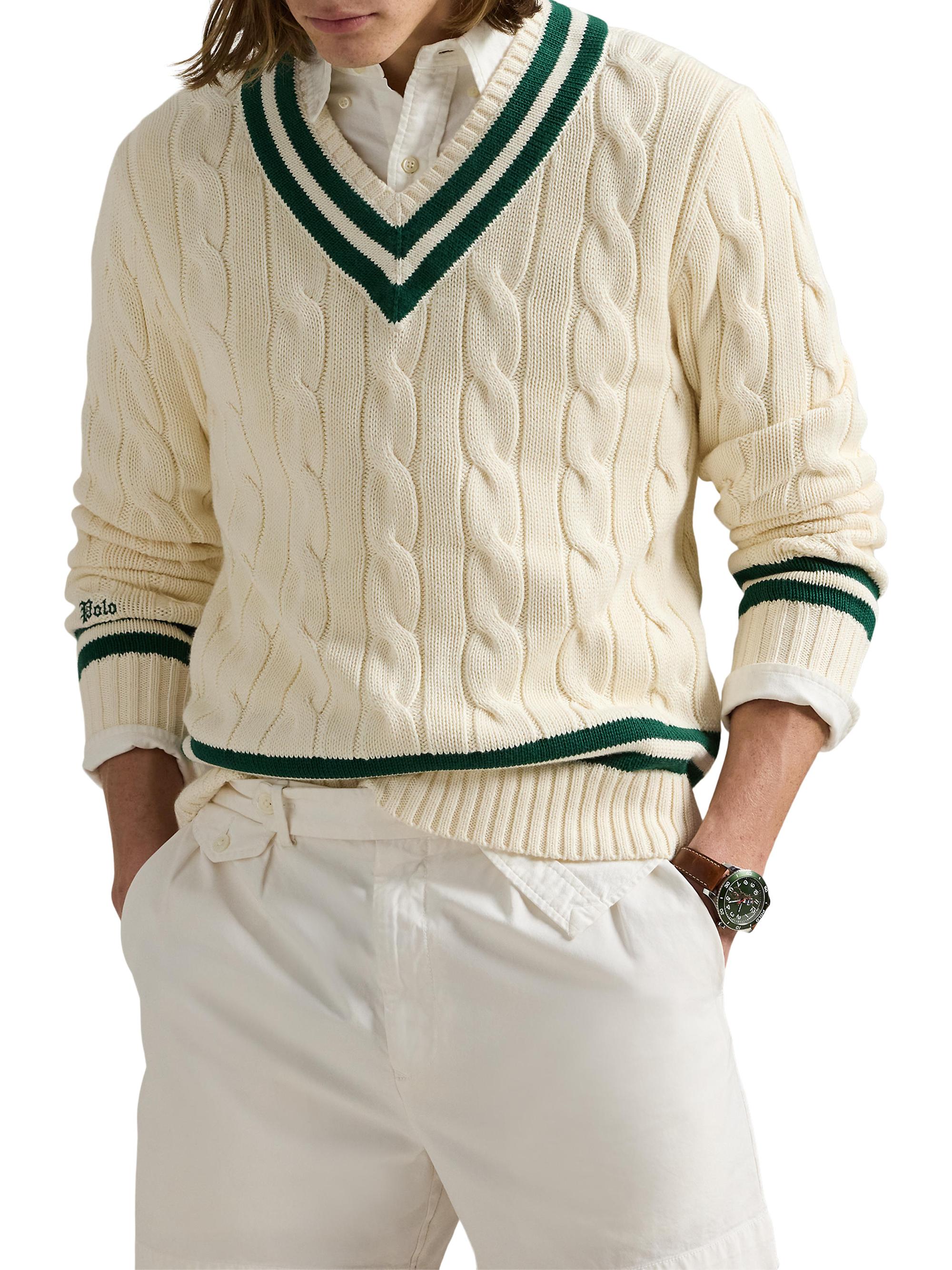 Polo Ralph Lauren Cricket Striped Wool V-Neck Sweater | Saks Fifth