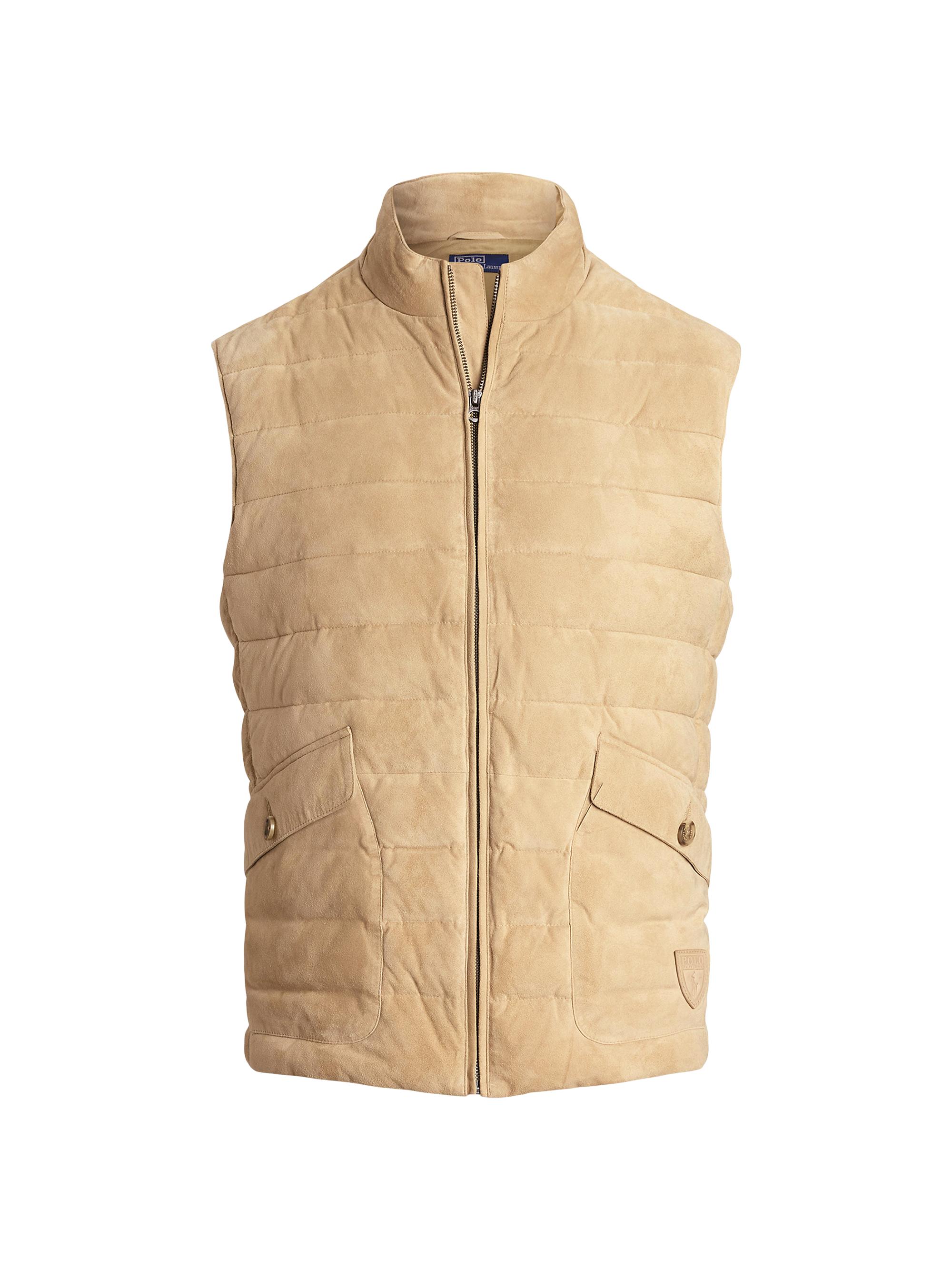 Polo Ralph Lauren Men's Quilted Suede Vest - Vintage Khaki