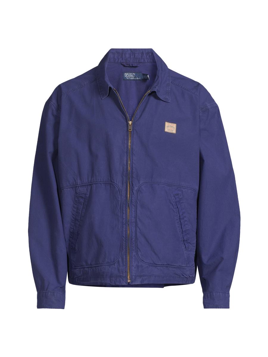 thestar17　Polo by Ralph Lauren ジャケット Blue bomber jacket with leather logo detail brand POLO RALPH