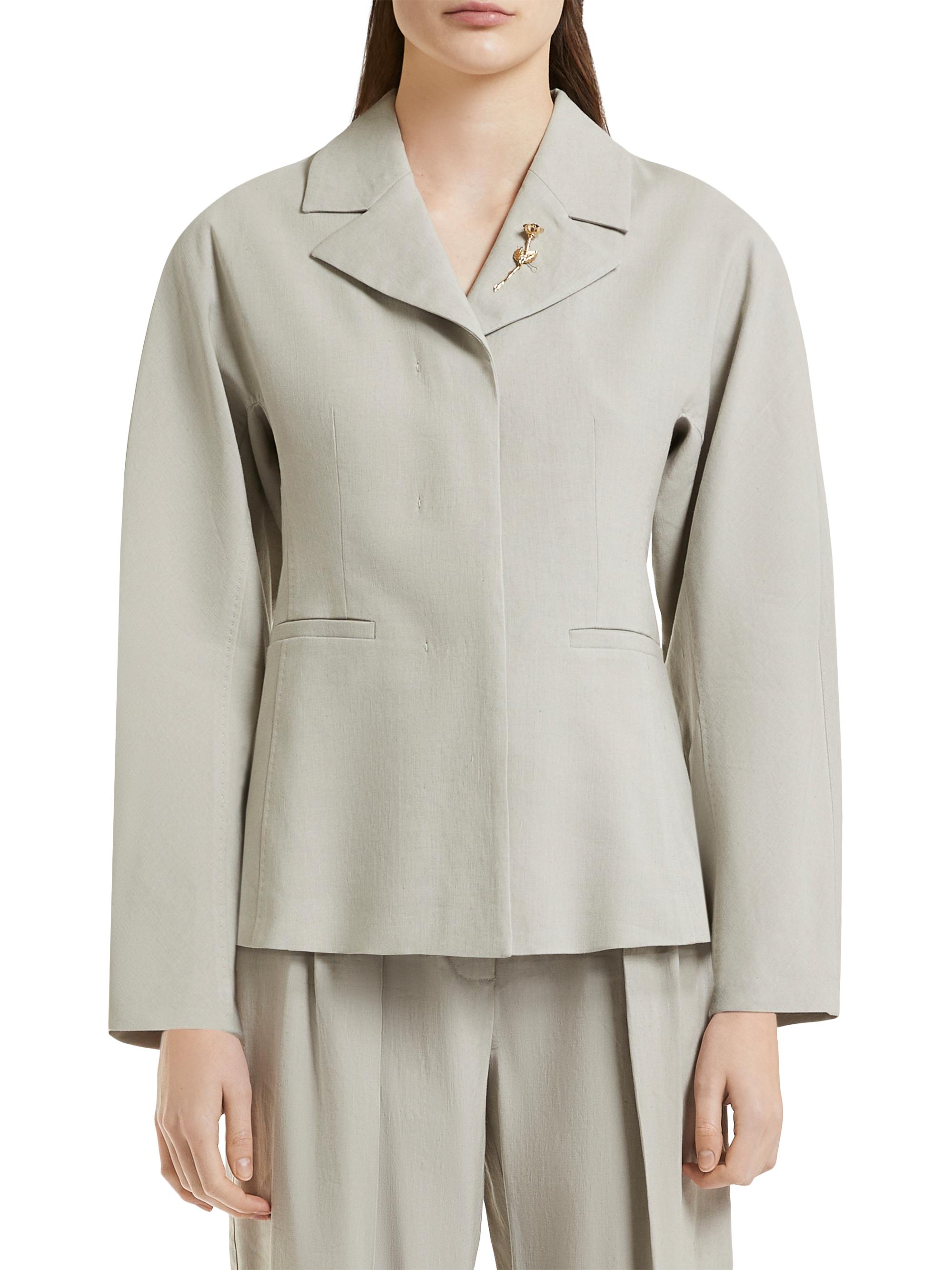 Marella Women's Emrata x  Rounded Canvas Blazer - Sand