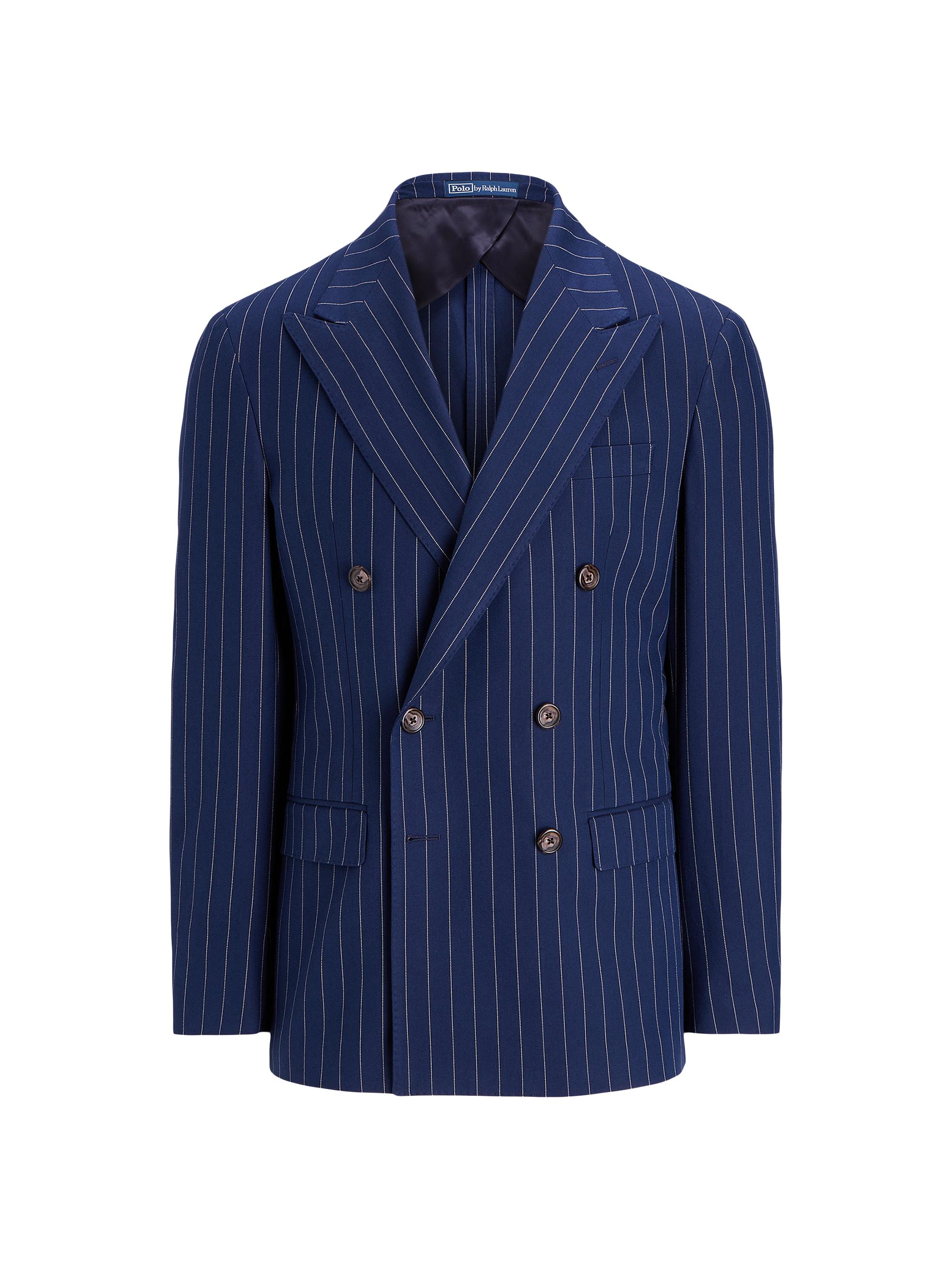 Polo Ralph Lauren Men's Polo Tailored Rope-Stripe Suit Jacket - Bright Navy Cream