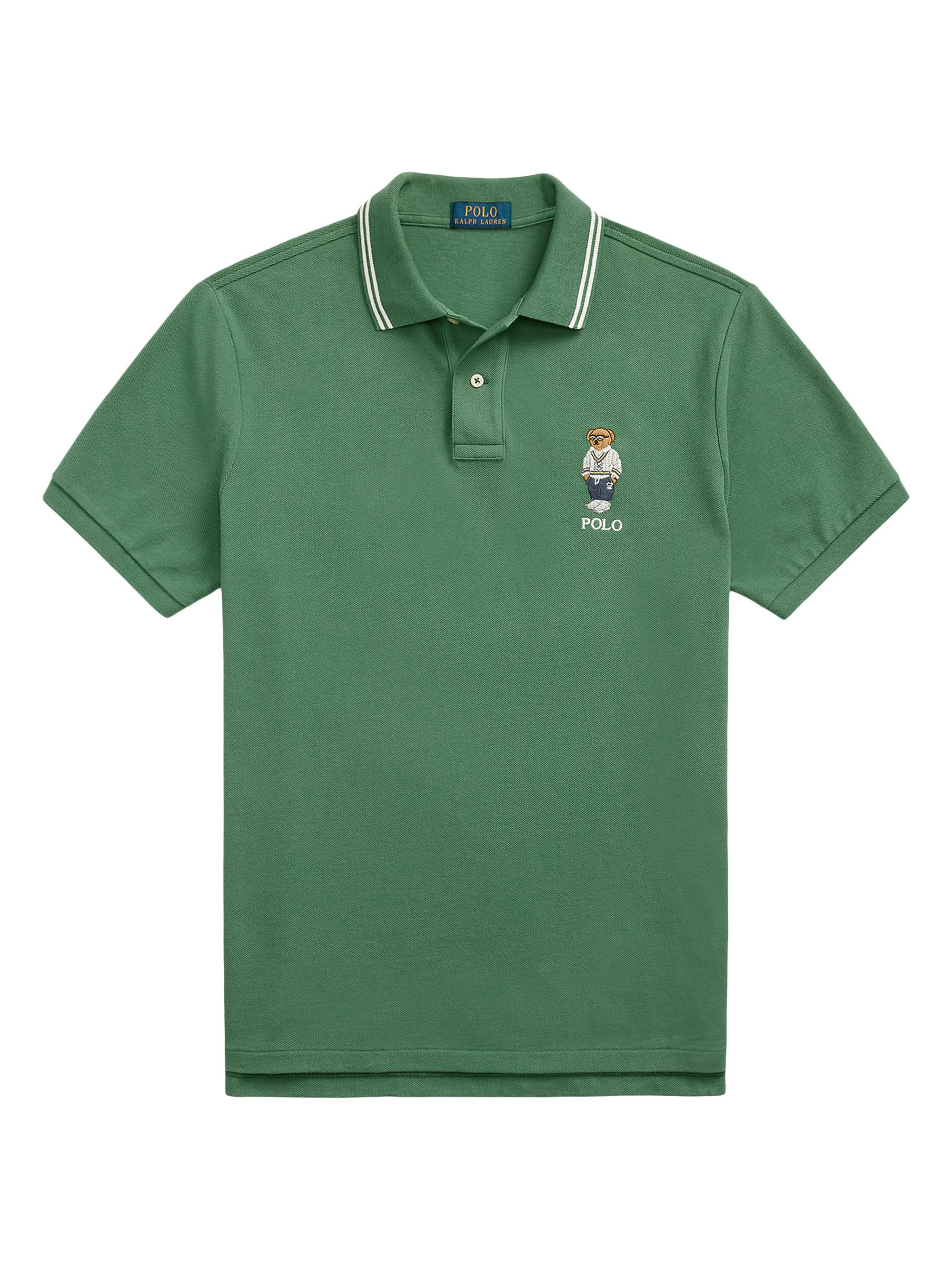 Polo Ralph Lauren Men's Custom-Slim-Fit Polo Bear Mesh Polo Shirt - Antique Green Heritage Bear