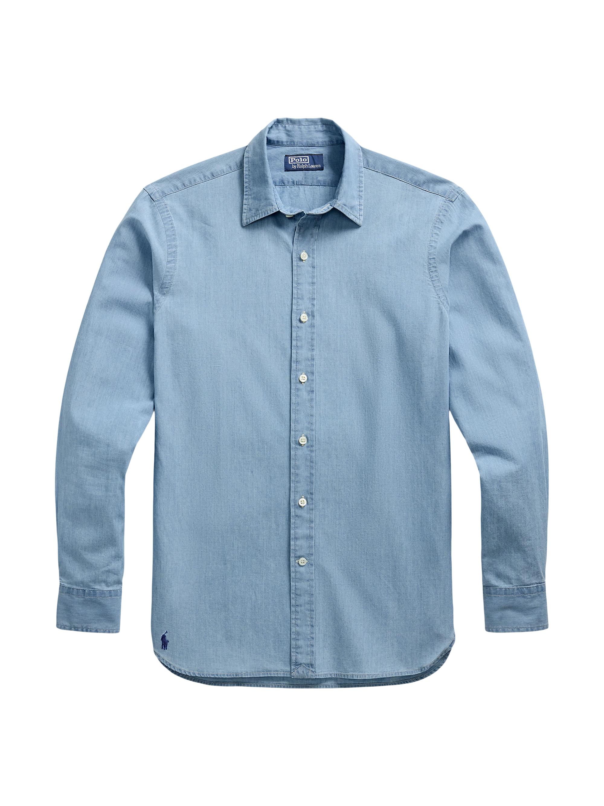 Polo Ralph Lauren Men's Custom Fit Chambray Button-Up Shirt - Nimes Blue White