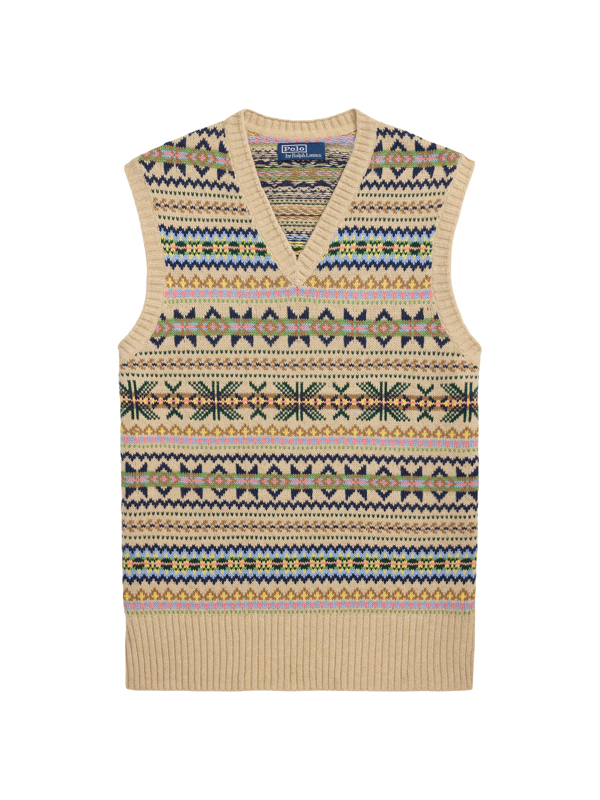 Polo Ralph Lauren Men's Fair Isle Cotton-Cashmere Sweater Vest - Tan Combo