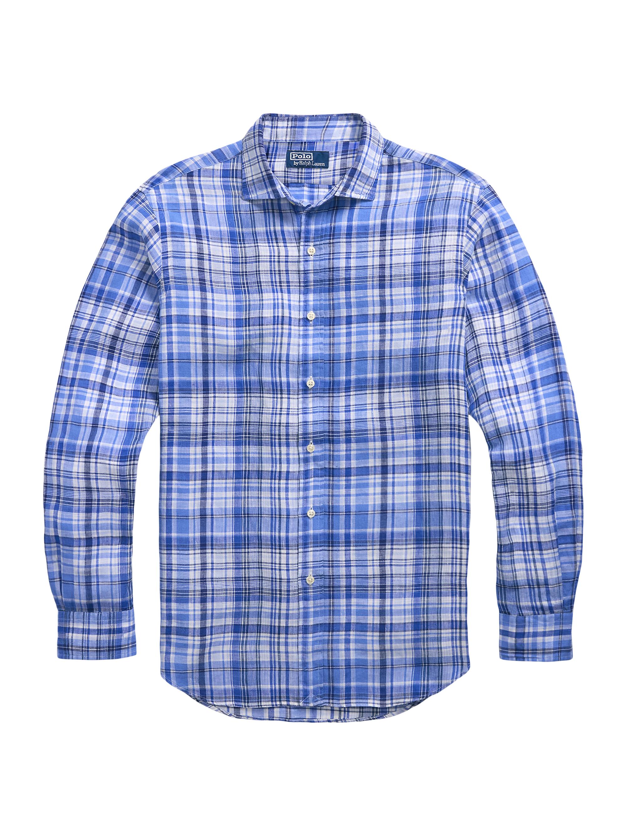 Polo Ralph Lauren Classic-Fit Indigo Madras Shirt | Saks Fifth Avenue