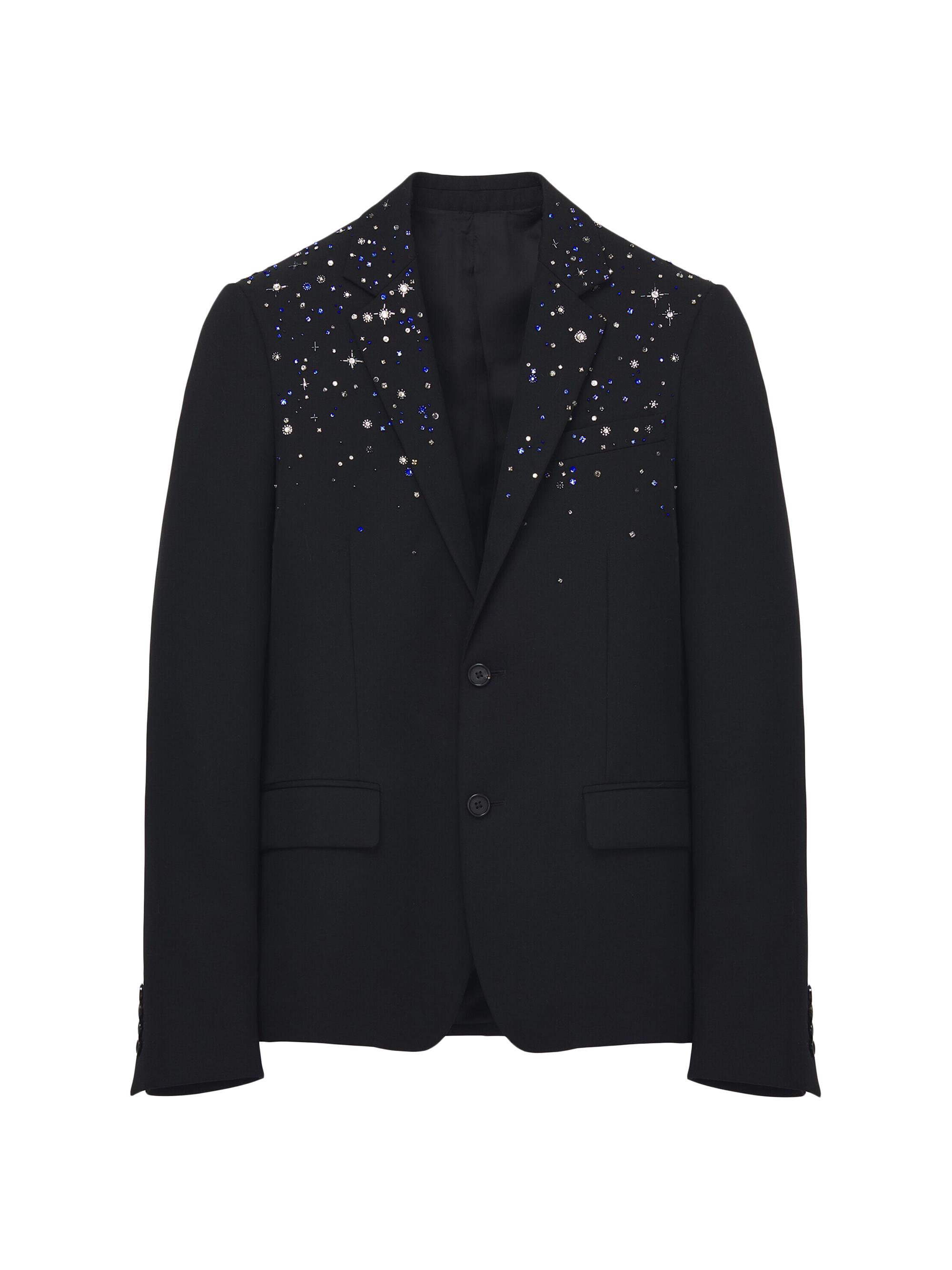 McQueen Men's Star Embroidered Wool Sportcoat - Black