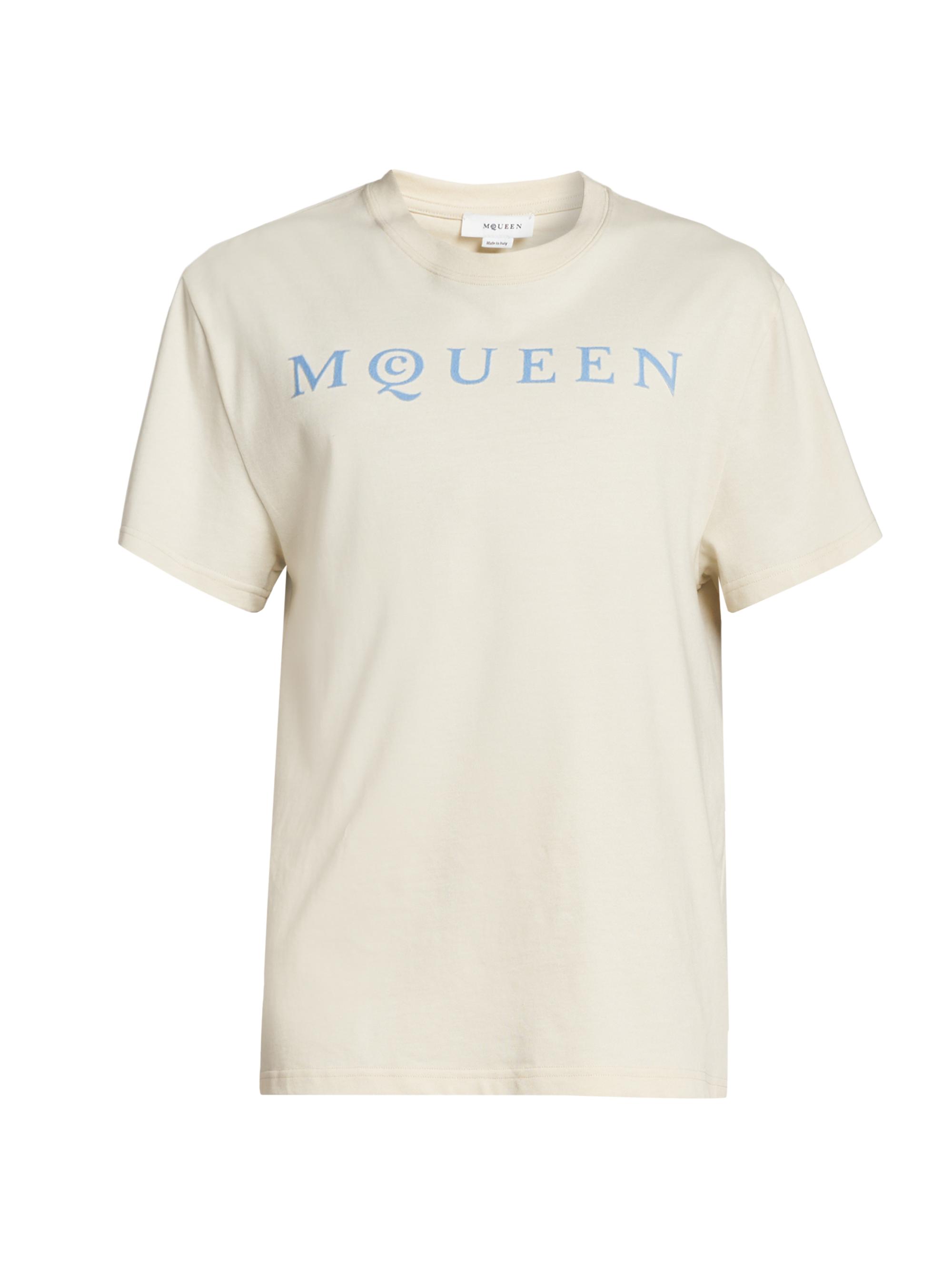 McQueen Men's Logo Cotton Crewneck T-Shirt - Gesso Ice Blue