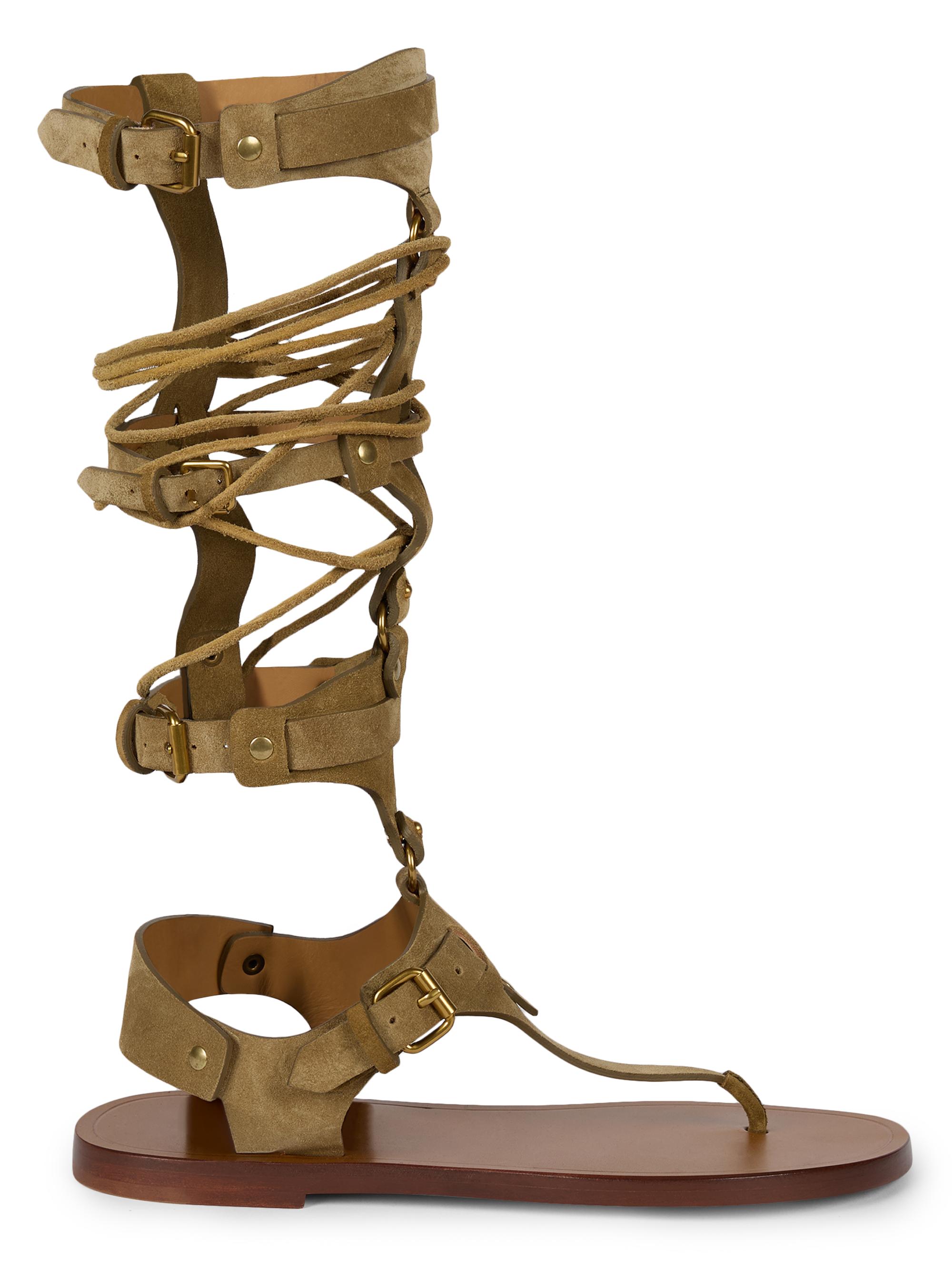 Isabel Marant Women's Nensi Suede Gladiator Sandals - Taupe
