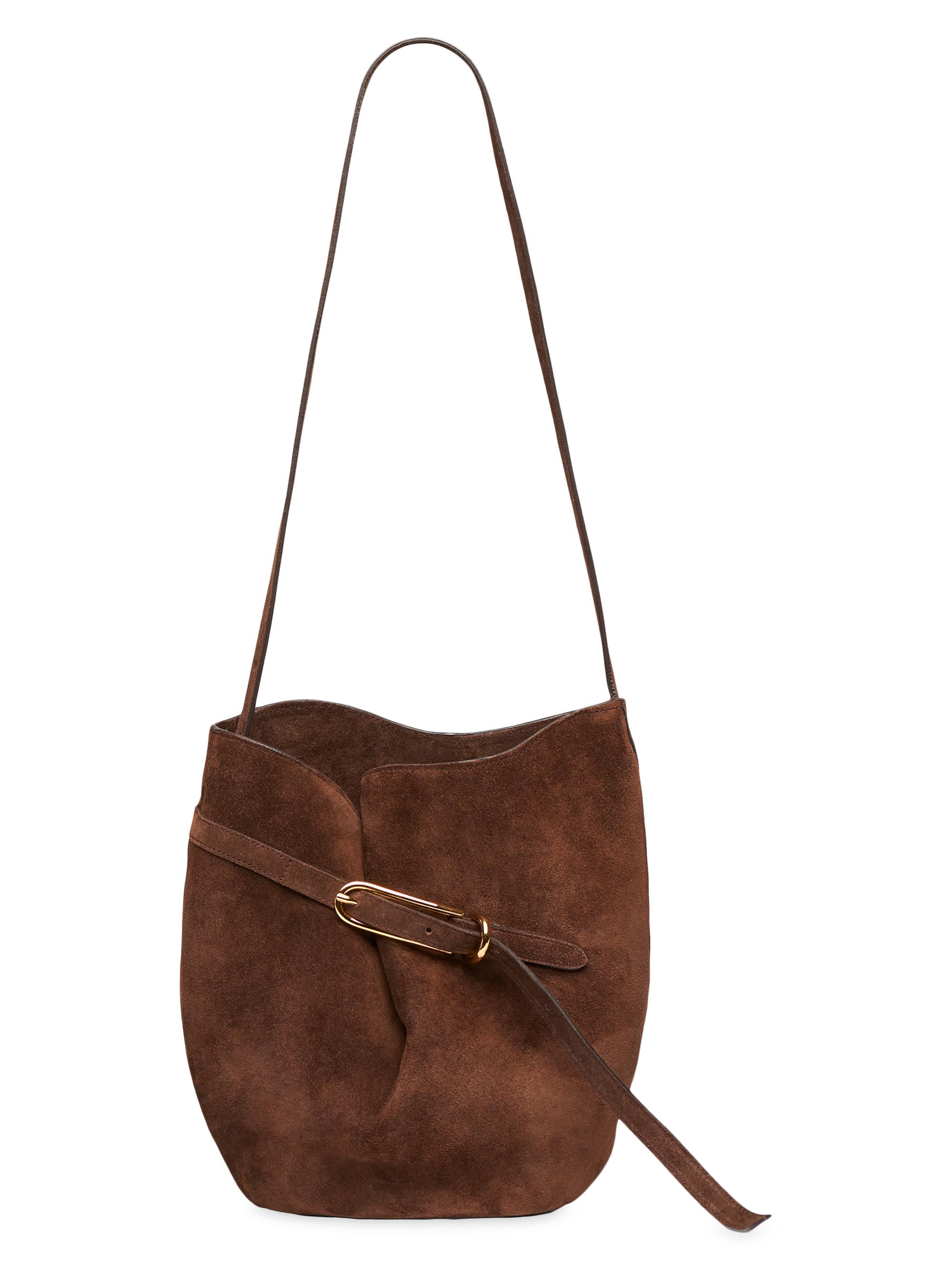 Liffner Women's Suede Hobo Bag - Dark Brown