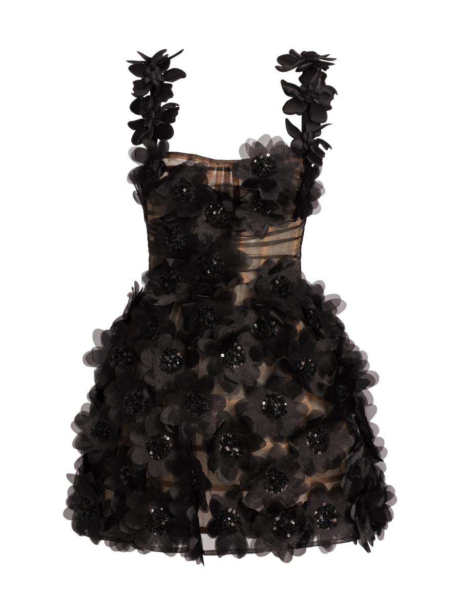 Bronx and Banco Rosalie Noir Appliqué Minidress | Saks Fifth Avenue