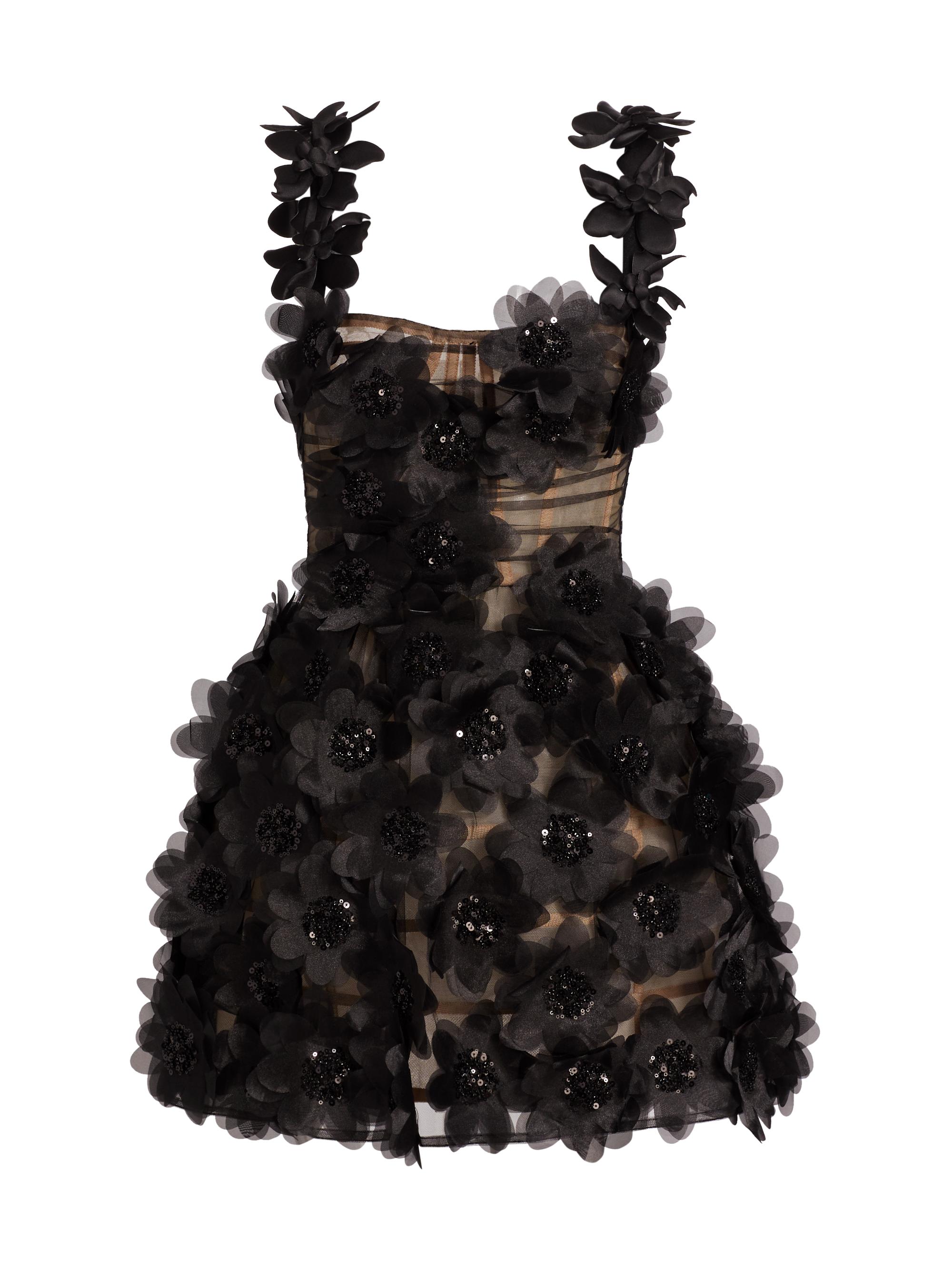 Bronx and Banco Rosalie Noir Appliqué Minidress | Saks Fifth Avenue