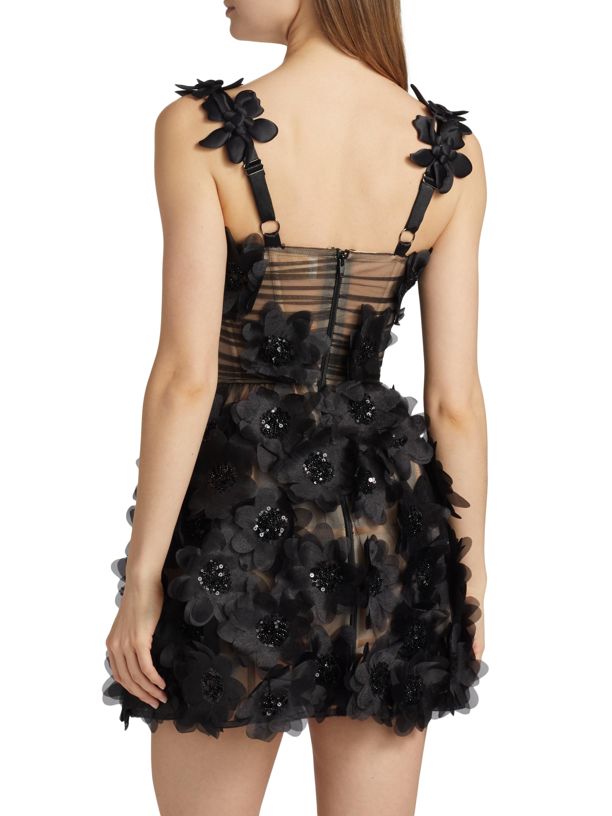 Bronx and Banco Rosalie Noir Appliqué Minidress | Saks Fifth Avenue