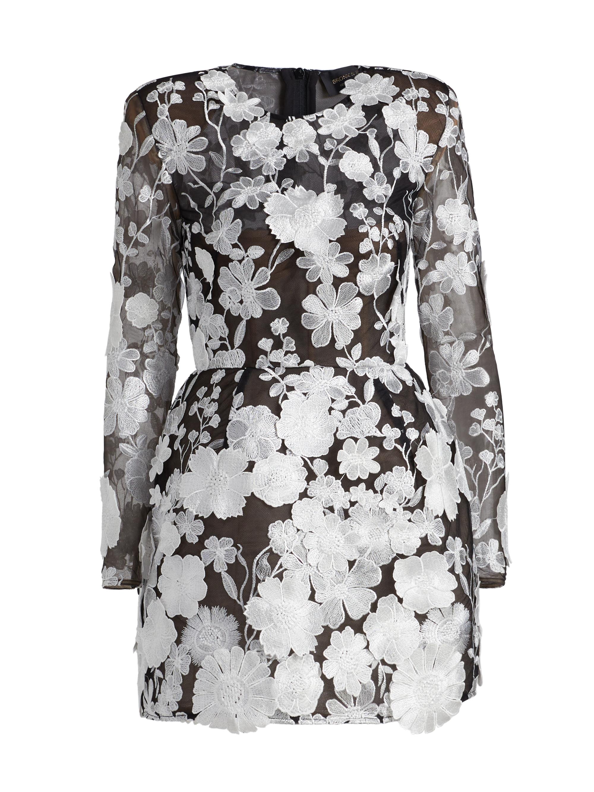 Bronx and Banco Women's Embroidered Bouquet Maraya Minidress - Black White