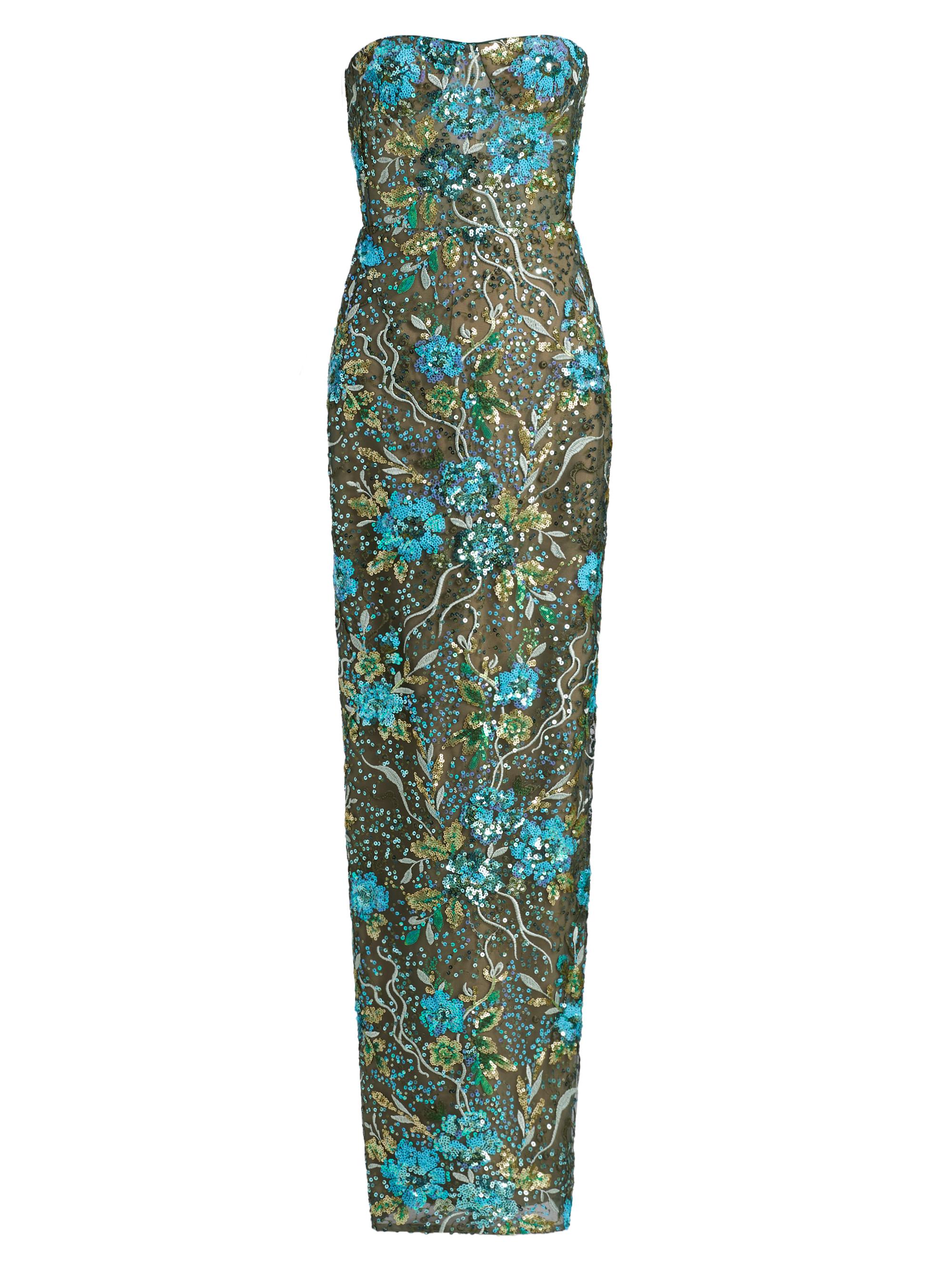 Women’s Dahlia Sequin Sheath Maxi Dress – Teal Multi – Size XL