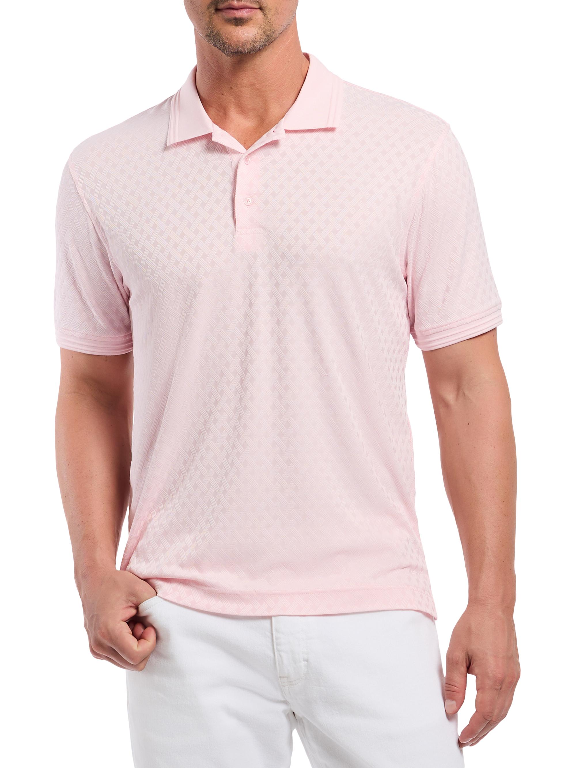 Robert Graham Men's Elias Jacquard Knit Polo Shirt - Pink