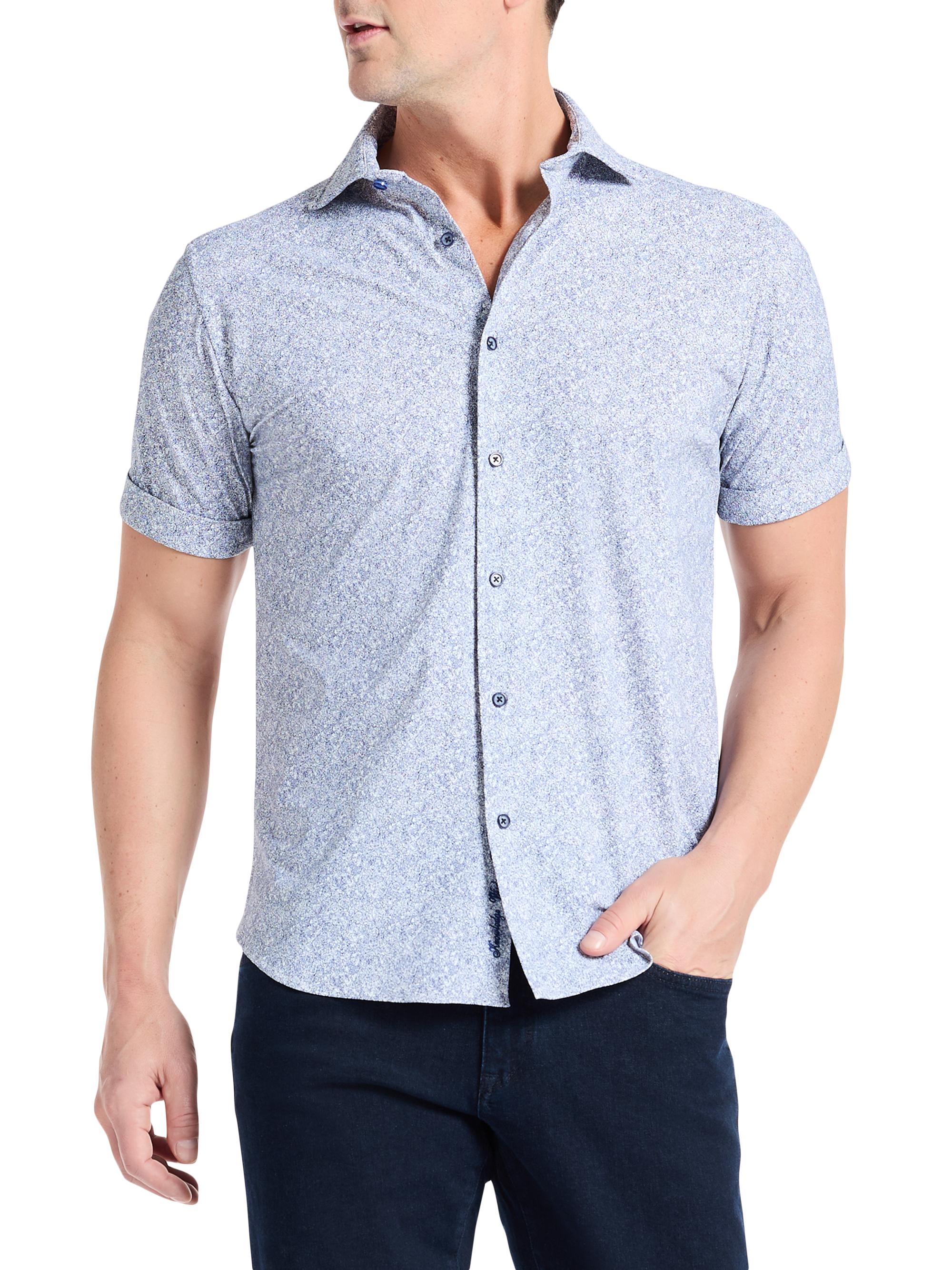 Robert Graham Men's Scrawl Abstract Knit Short-Sleeve Shirt - Navy