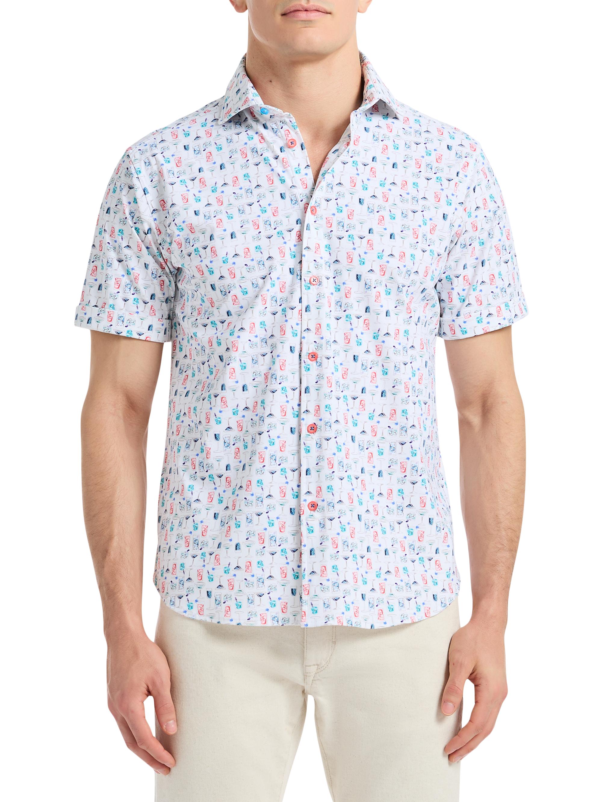 Robert Graham Men's Mix N Match Printed Knit Short-Sleeve Shirt - White