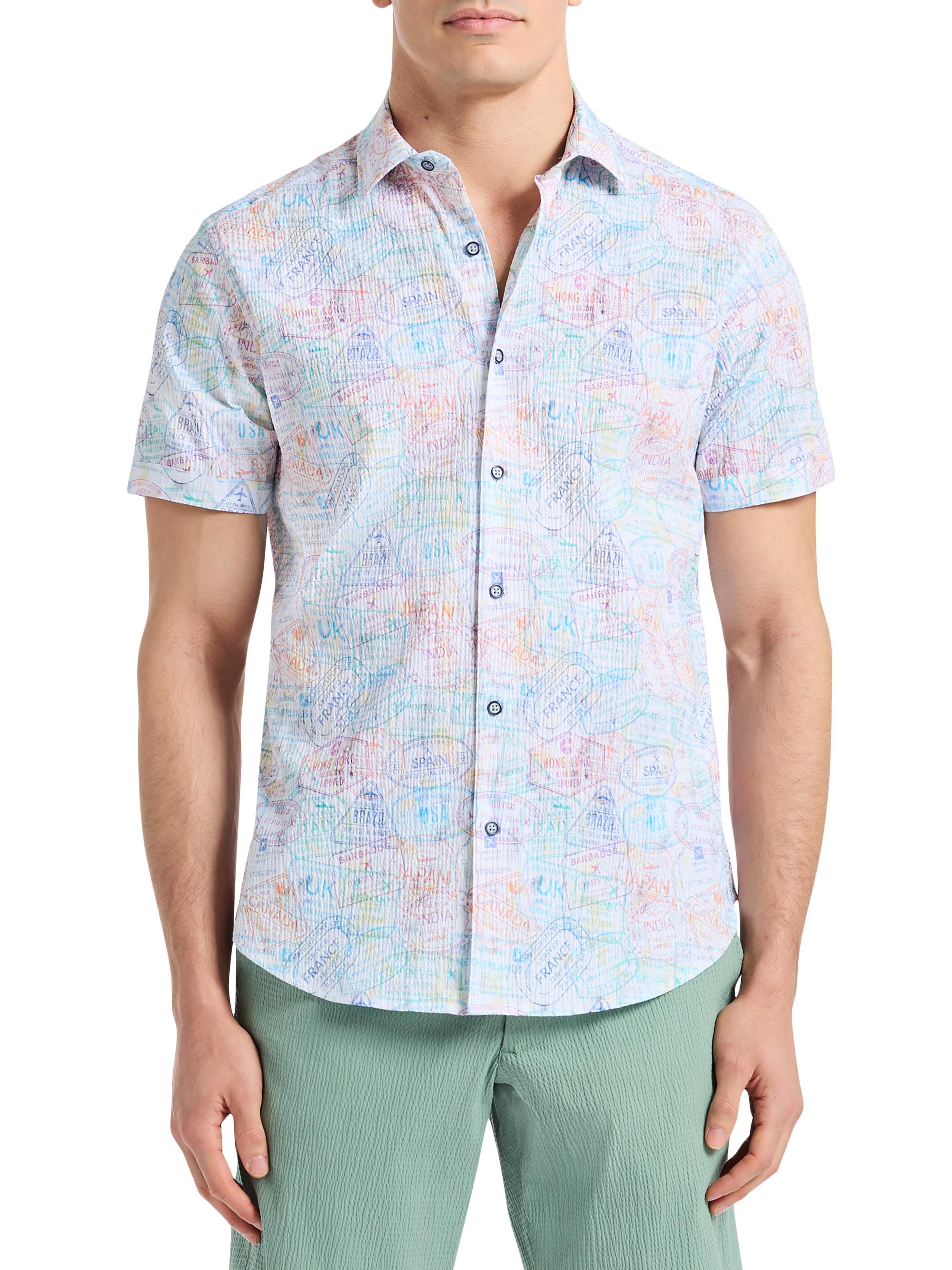 Robert Graham Men's Passport Printed Stretch-Cotton Short-Sleeve Shirt