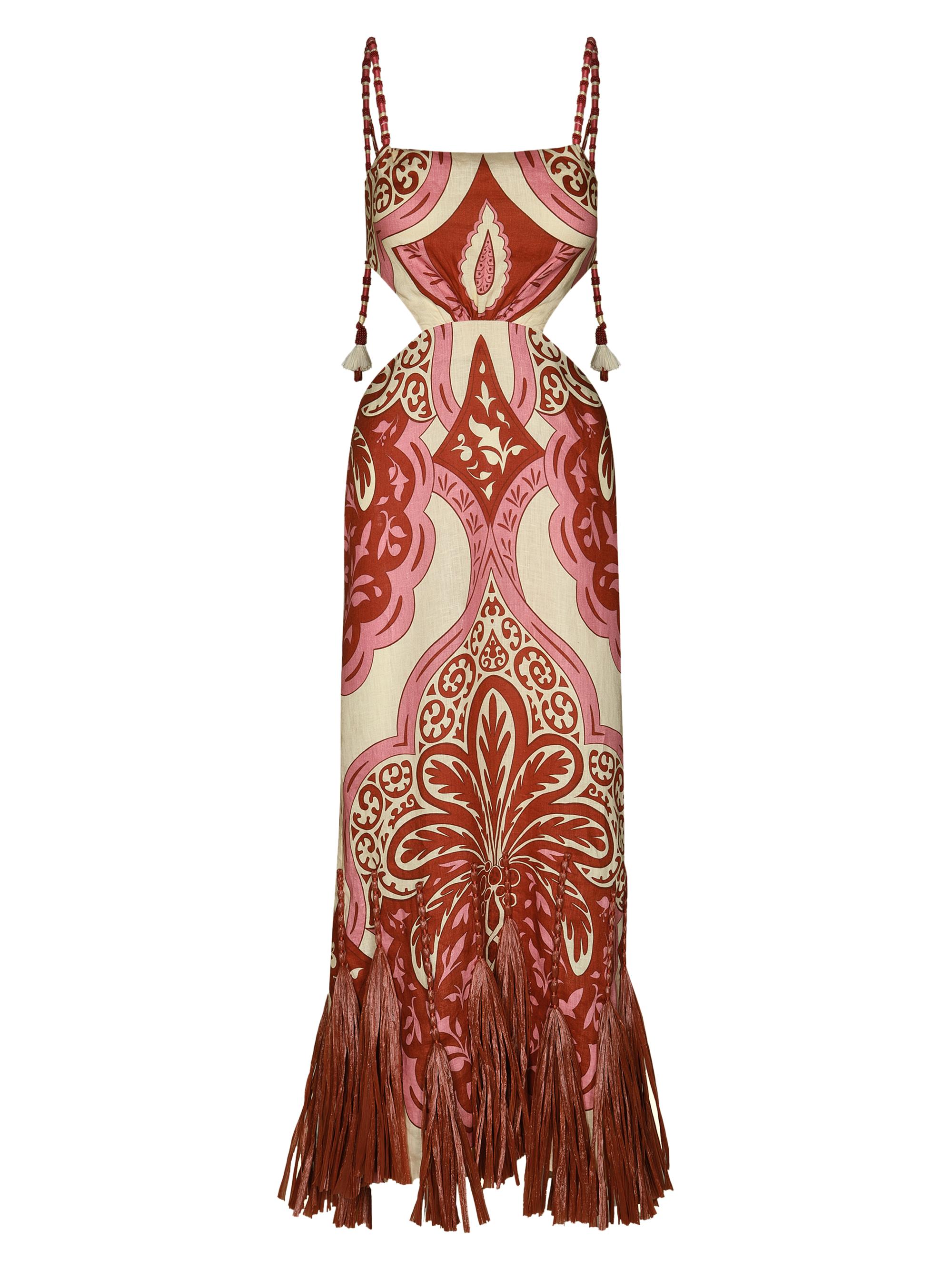 Johanna Ortiz Counter Rhythm Abstract Linen Cut-Out Dress | Saks