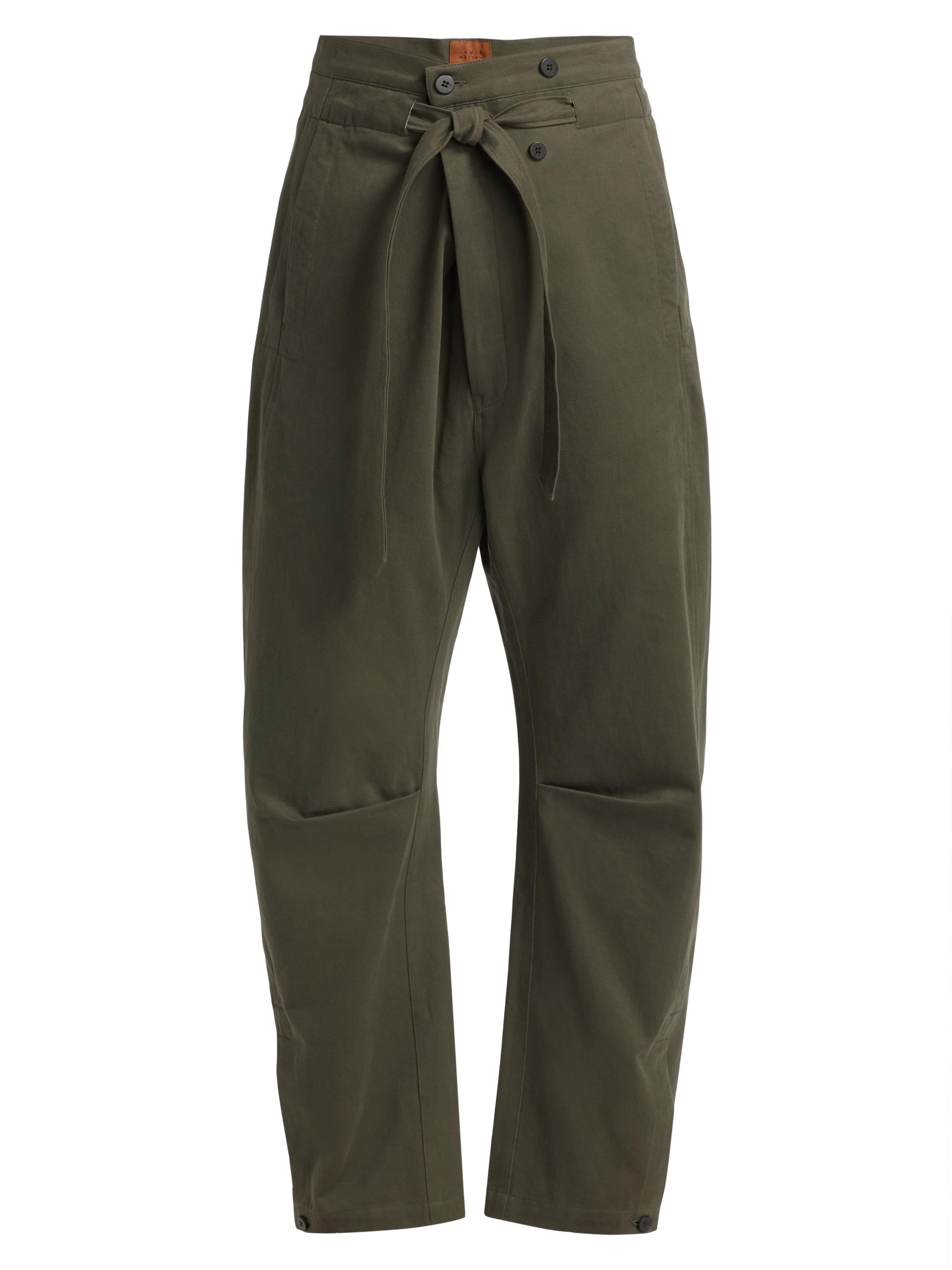 Jamie Haller Women's Everything Tie-Waist Barrel-Leg Pants - Olive | Thumbnail 8