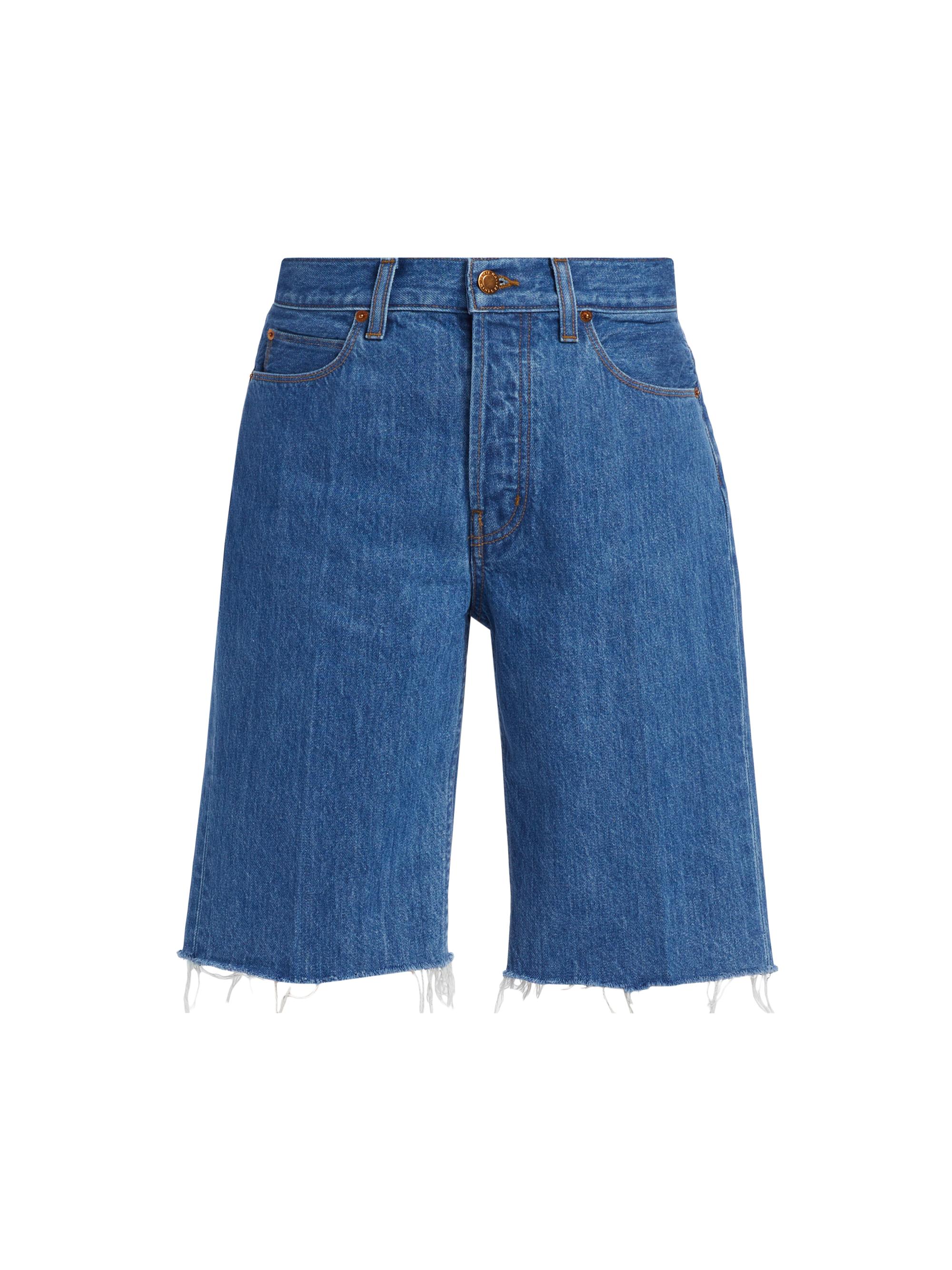 Jamie Haller Women's Cut-Knee Mid-Rise Denim Shorts - Farrah Indigo