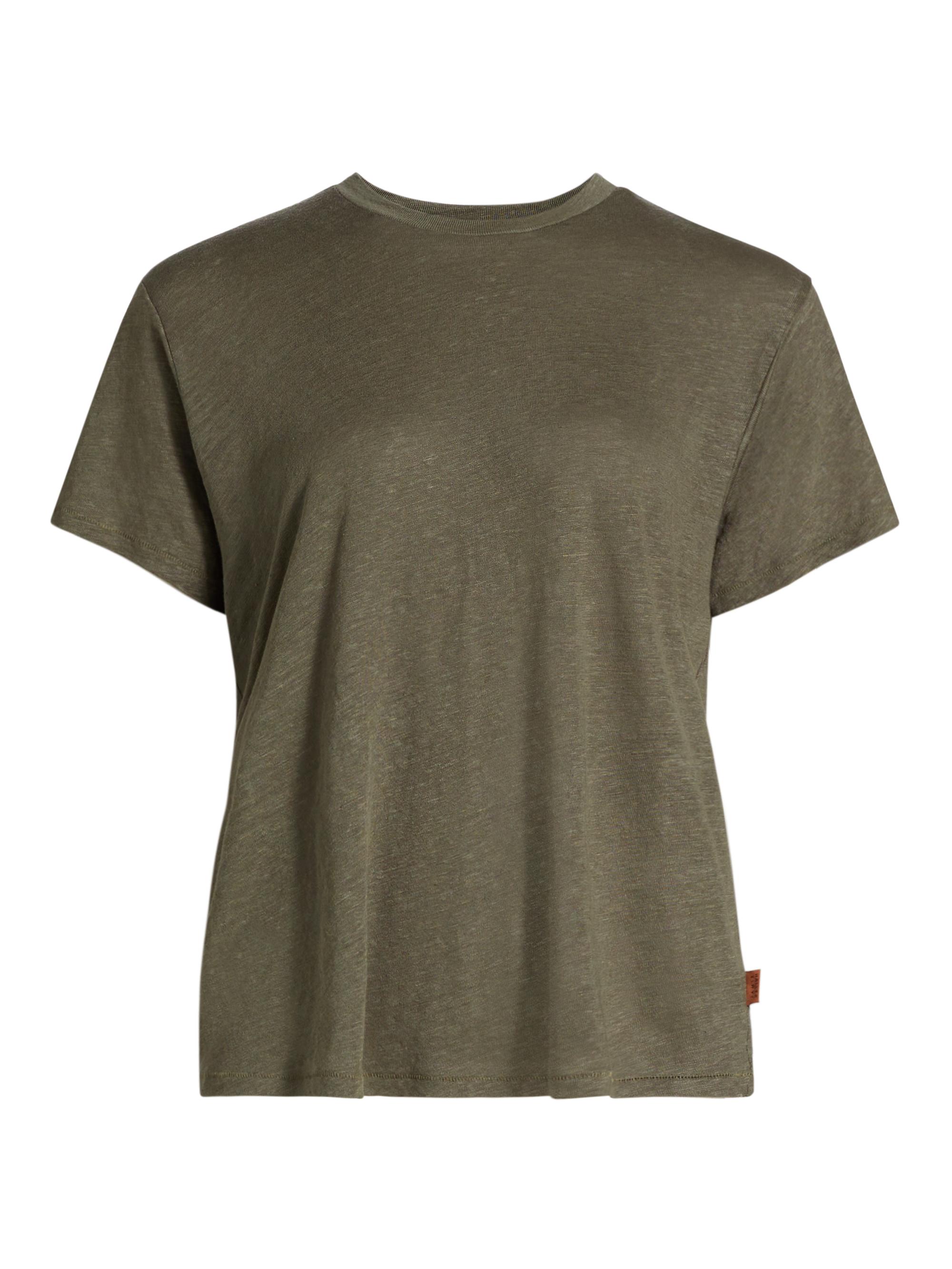 Jamie Haller Women's Chameleon Linen Jersey Crewneck T-Shirt - Olive