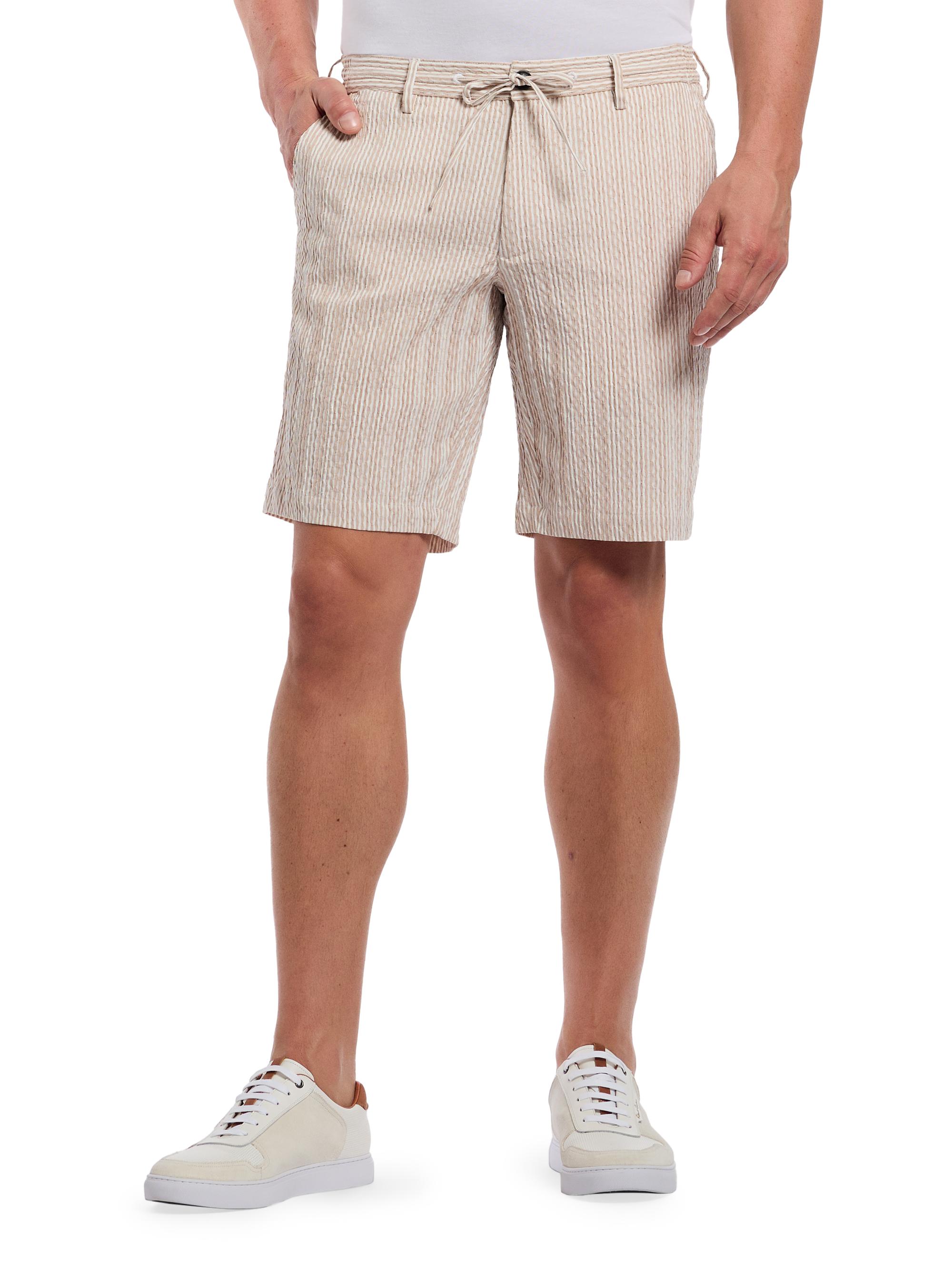 Robert Graham Men's Fornillo Striped Woven Drawstring Shorts - Khaki