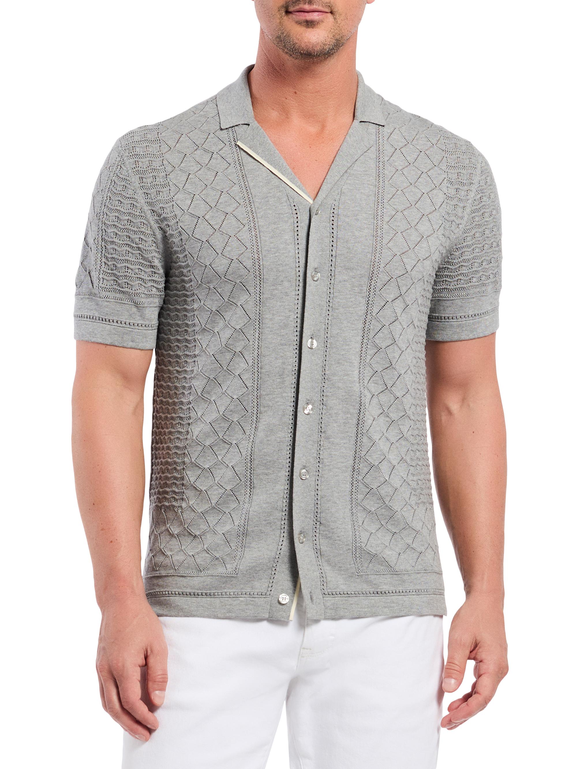 Robert Graham Men's Delmar Knitted Camp Shirt - Grey