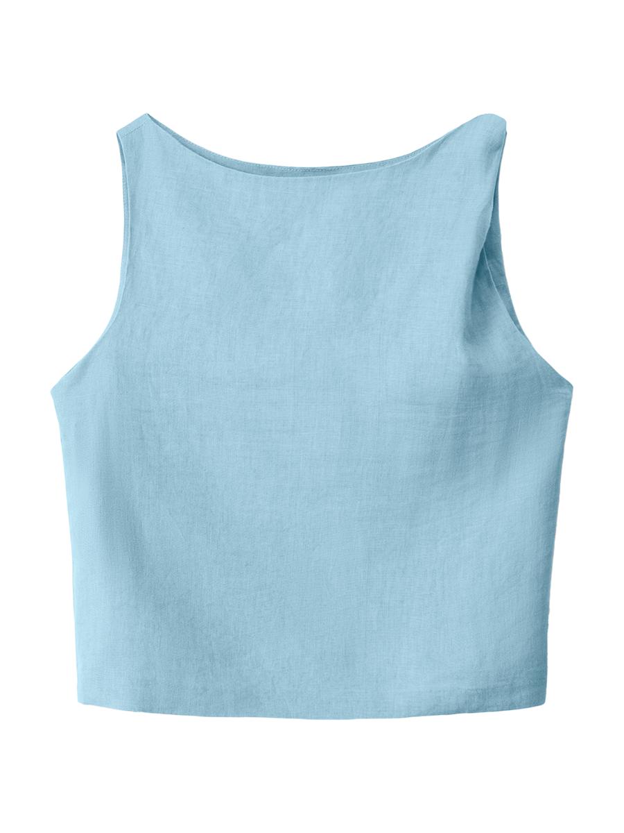 Staud Women's Boa Linen Top In Blue