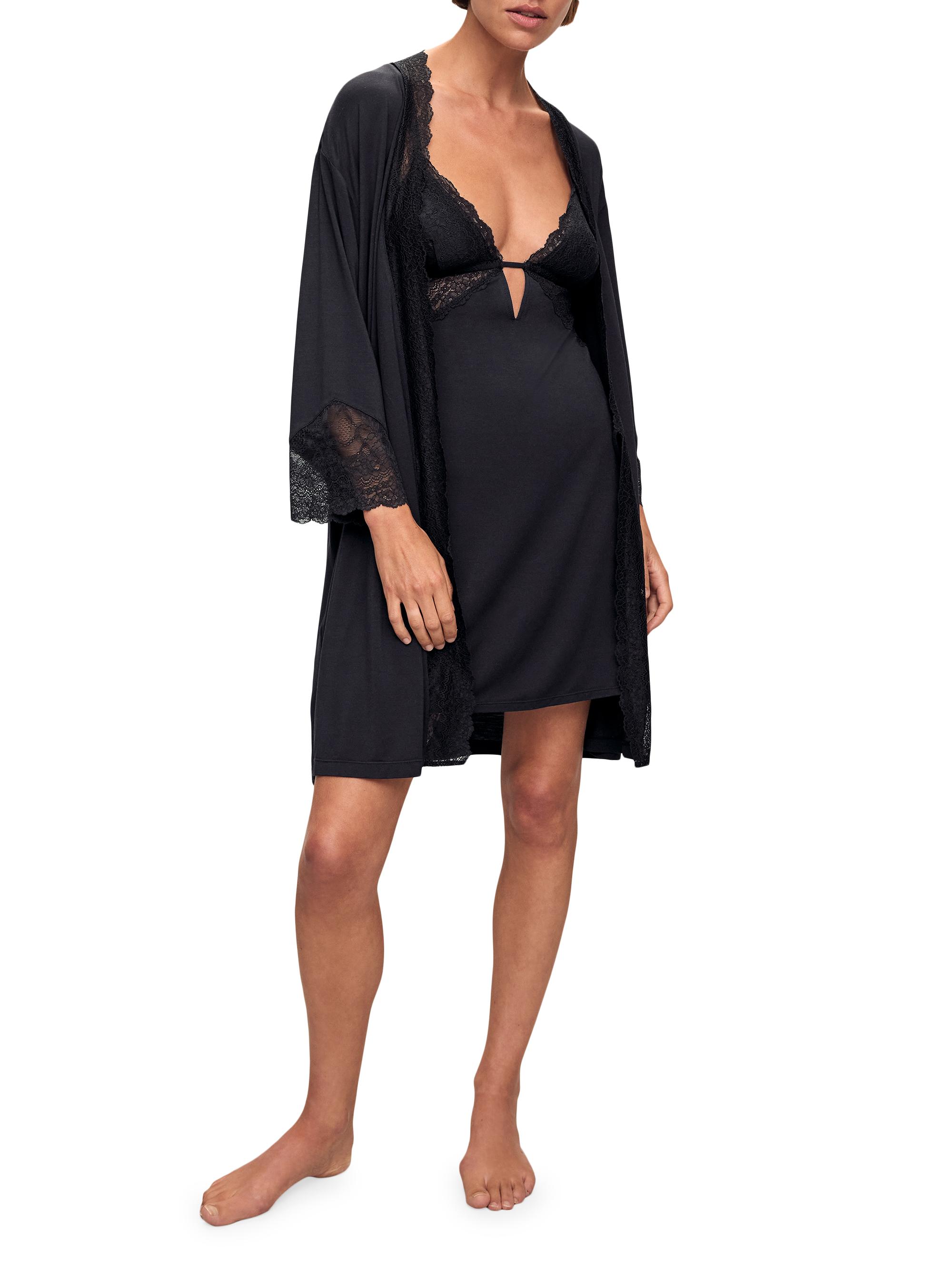 Eberjey Lara Short Robe - XL / Black