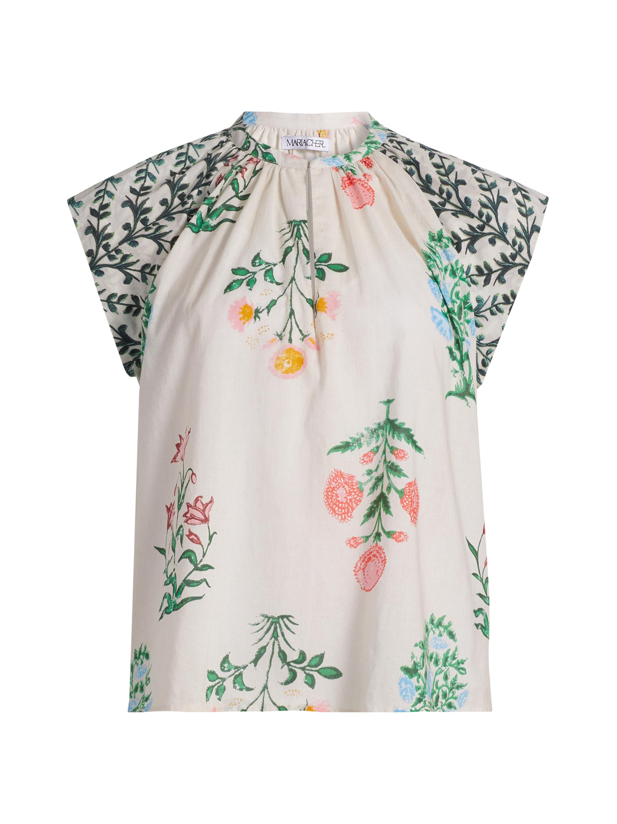 Maria Cher Women's Almirante Keyla Floral Cotton Voile Top - Ecru