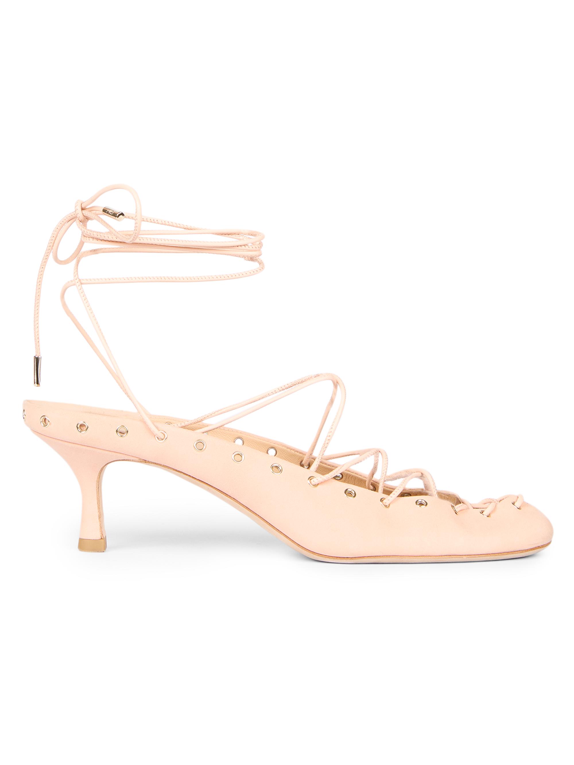 Chloé Women's Ghilies Lace-Up Ankle-Wrap Mules - Peachy Pink