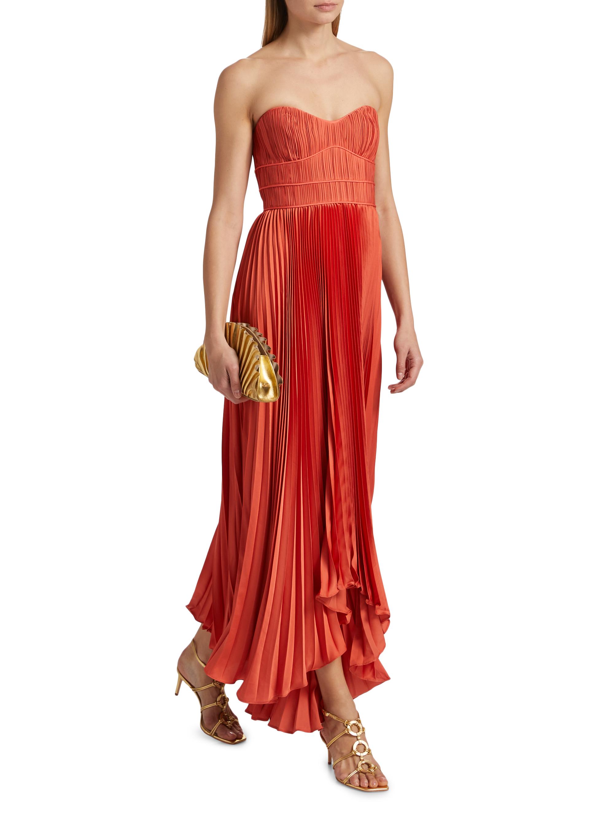 blue dress for baby girl Belle Pleated Strapless Dress in Nutmeg by AMUR main image 1