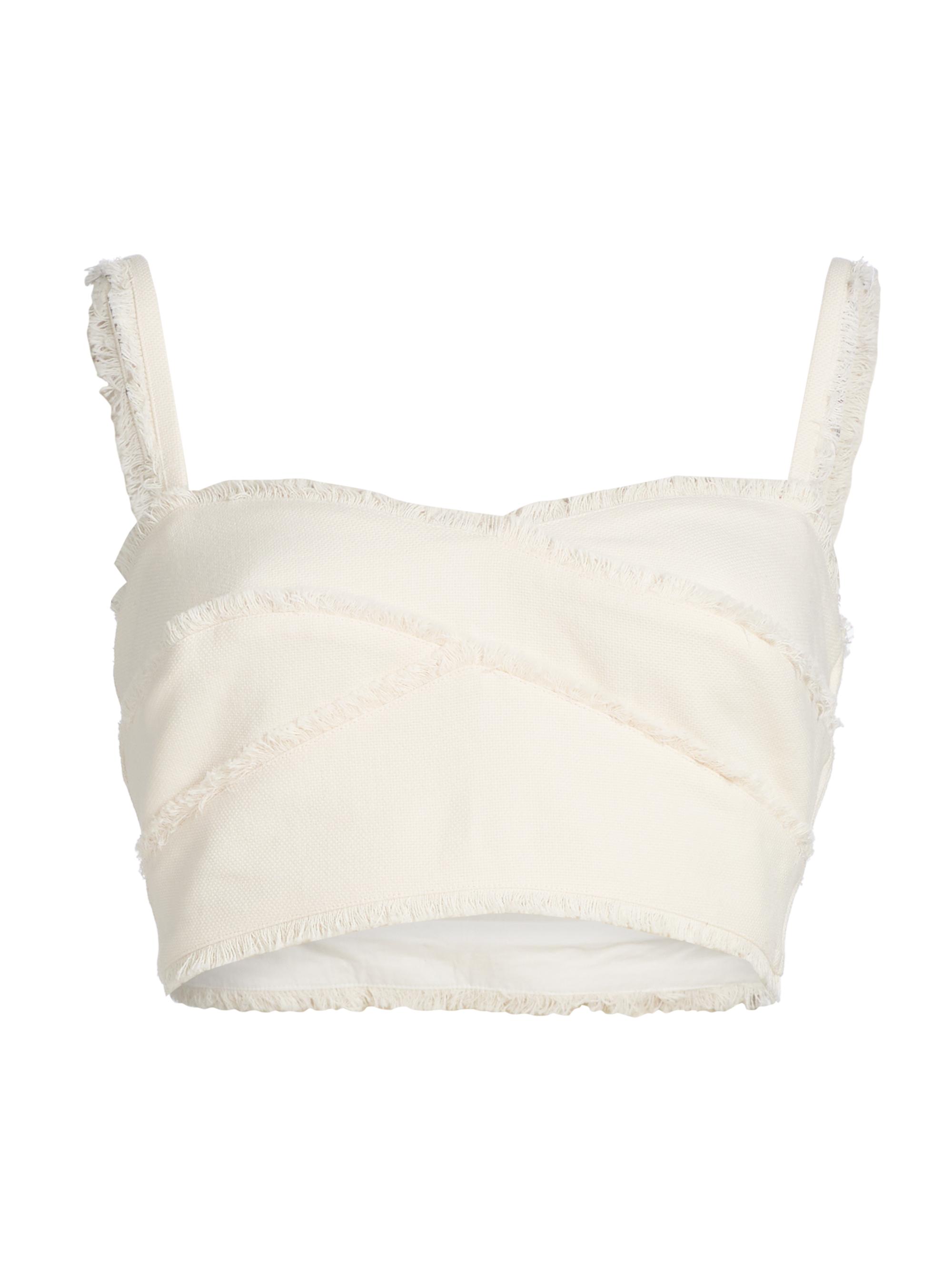 Amur Women's Trinity Fringe Cotton Bra Top - Sea Salt