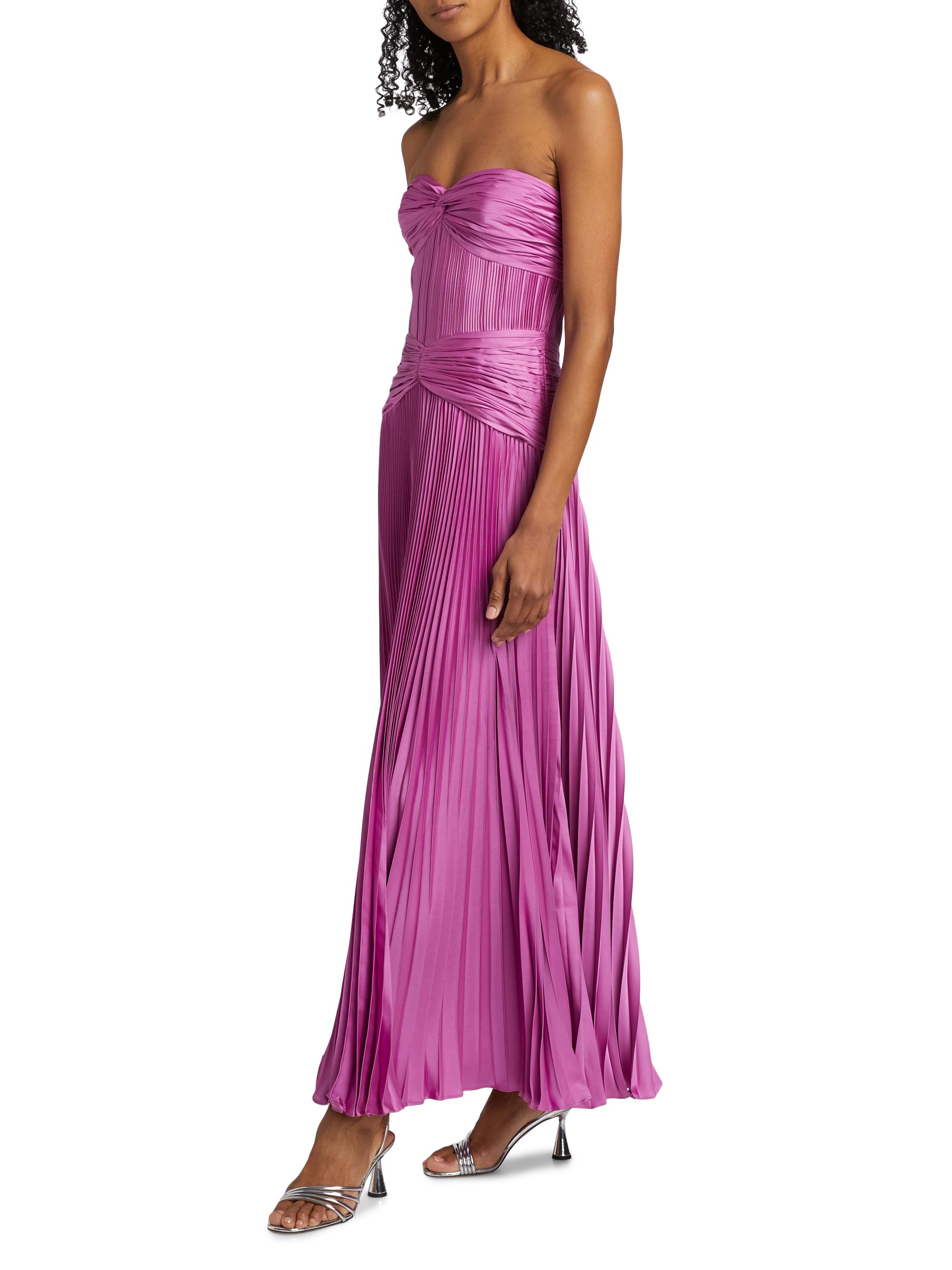 green emerald velvet dress Strapless hand-pleated Satin-like draped dress with slit and cape – MARMAR  HALIM FASHION DESIGN LLC main image 1