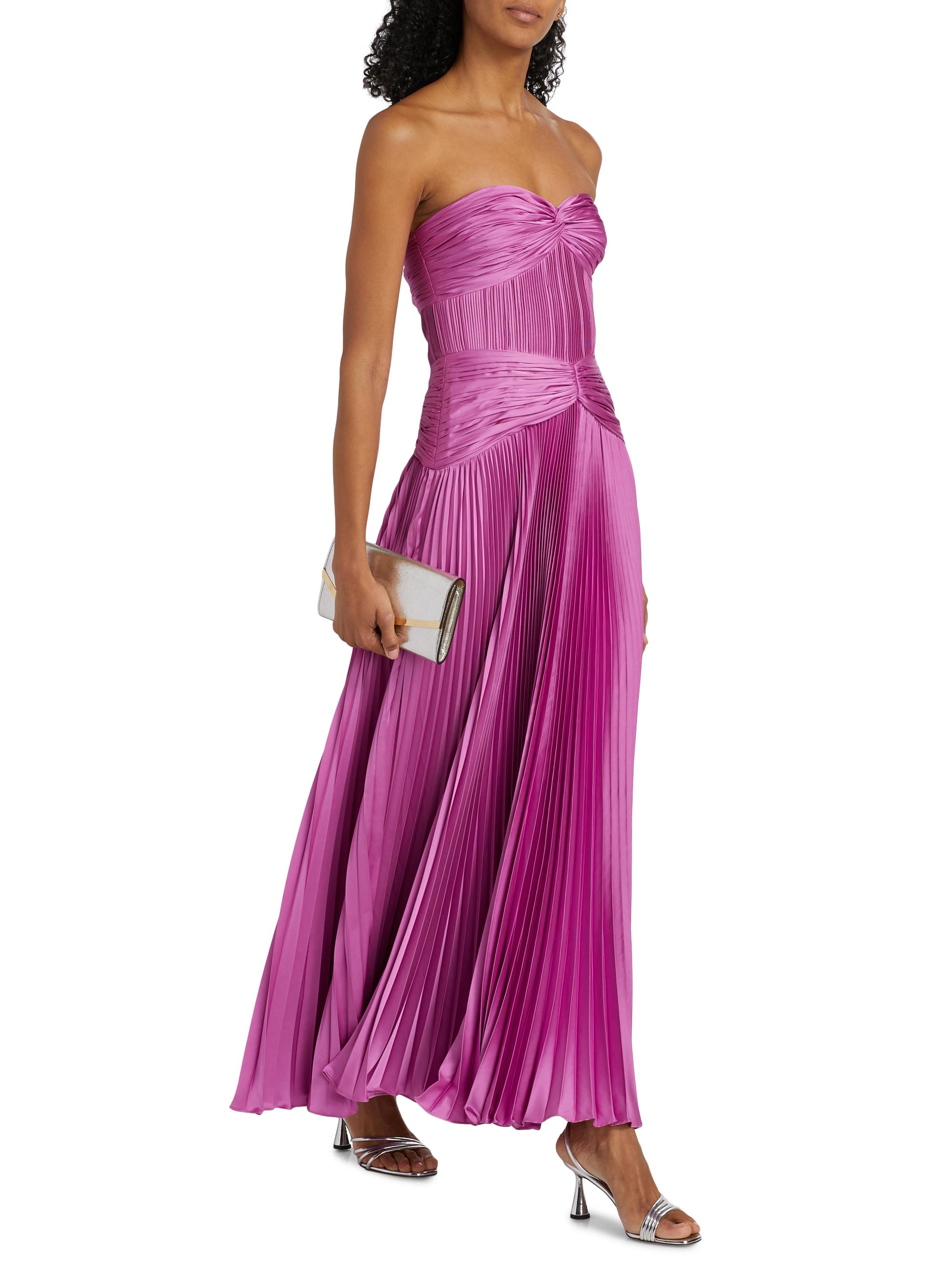 Amur Women's Del Pleated Strapless Gown - Desert Rose Bud - Size 12