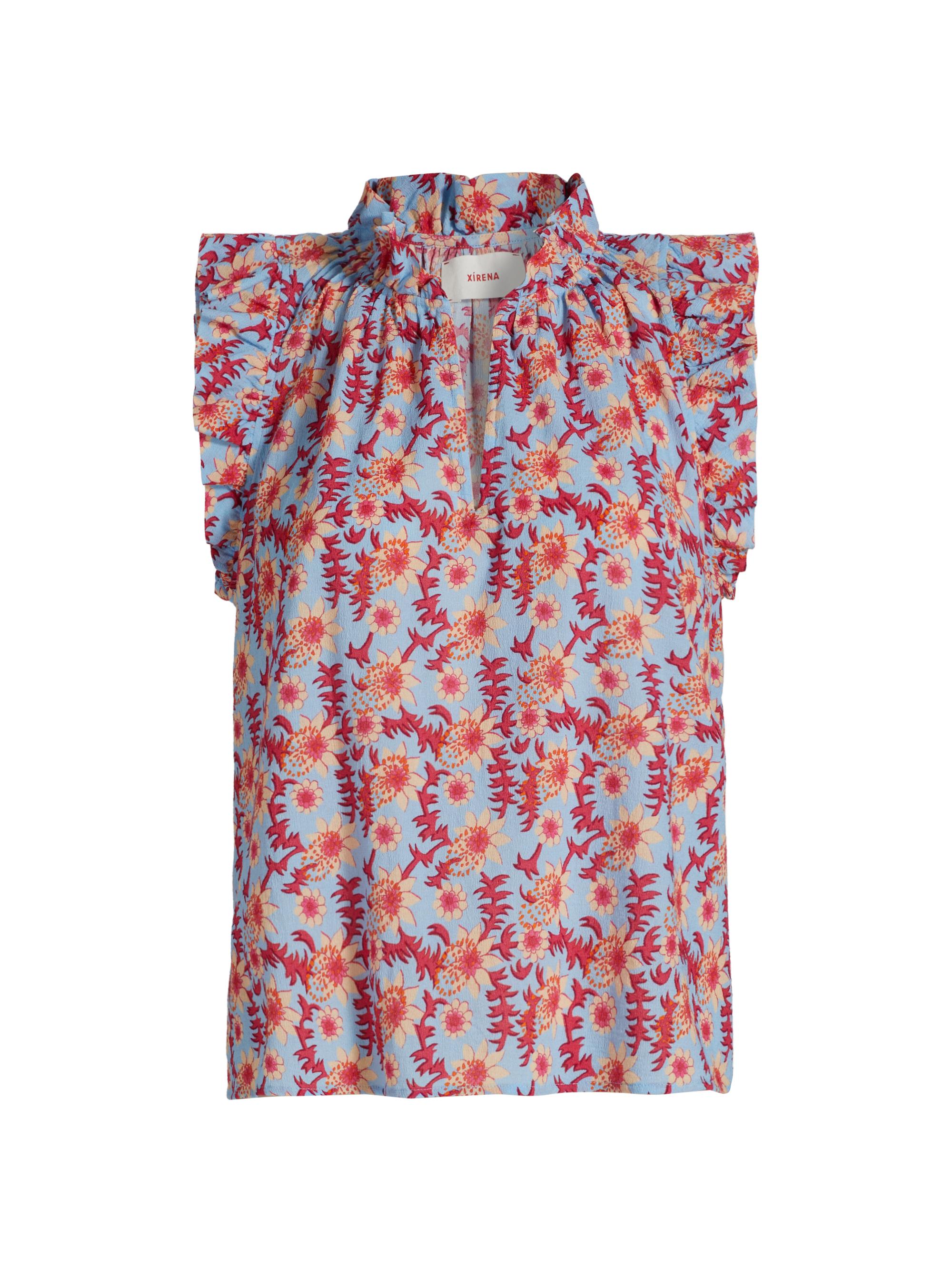 XÍRENA Women's Bex Floral Cotton Sleeveless Top - Cornflower Blue