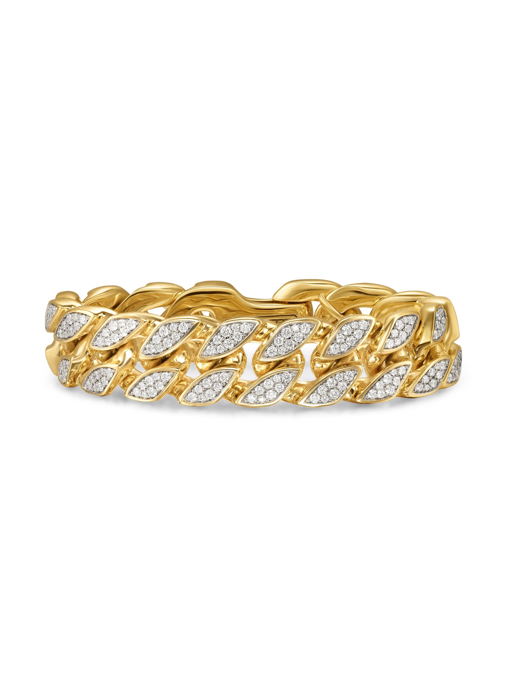 David Yurman Men's Curb Chain Bracelet in 18K Yellow Gold, 18MM - Diamond